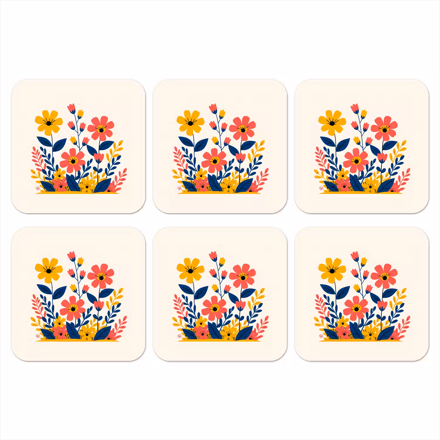 Illustratie - Bloemen - Bladeren - Roze onderzetter kurk middel -3d