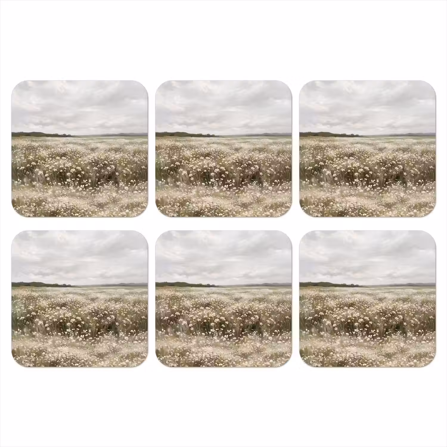 Illustratie - Landschap - Wit onderzetter kurk middel -3d