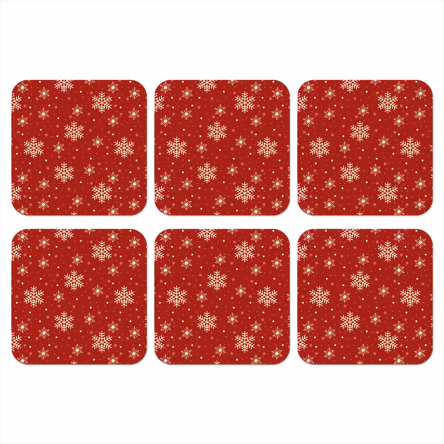 Illustratie - Sneeuwvlokken - Rood onderzetter kurk middel 366 -3d