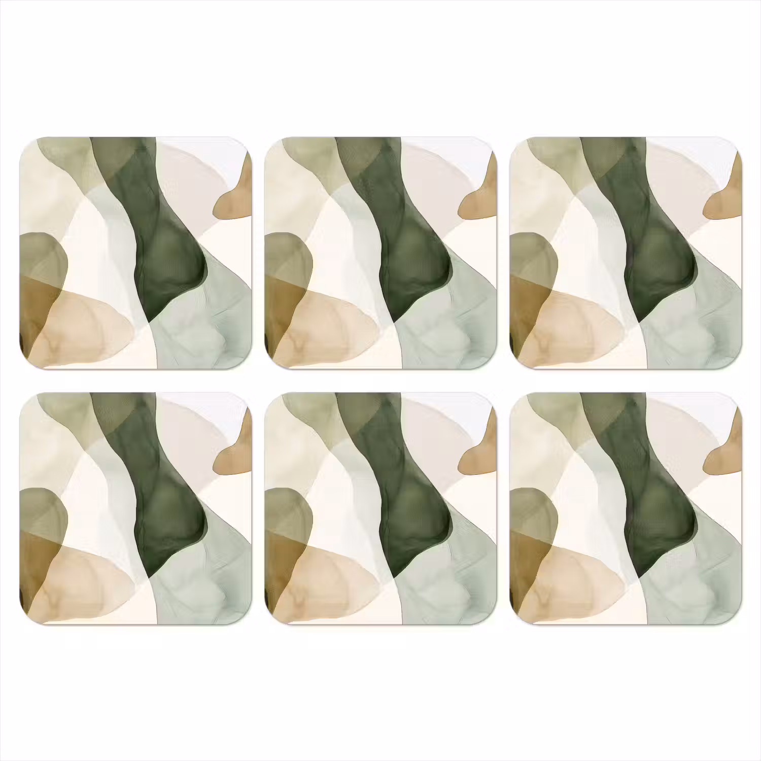 Japandi - Abstract - Groen onderzetter kurk middel -3d