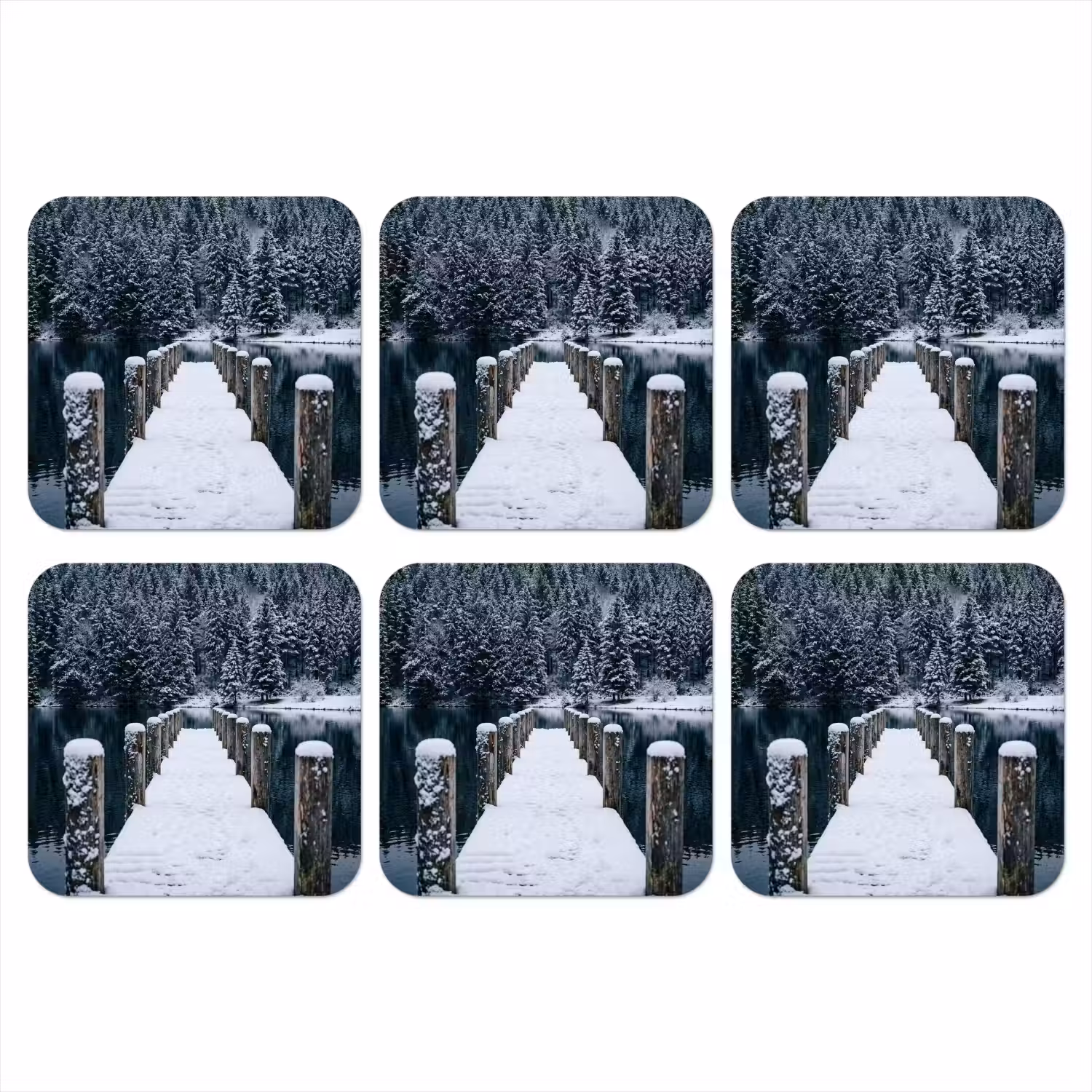 Steiger - Meer - Sneeuw - Bergen - Rustgevend onderzetter kurk middel -3d