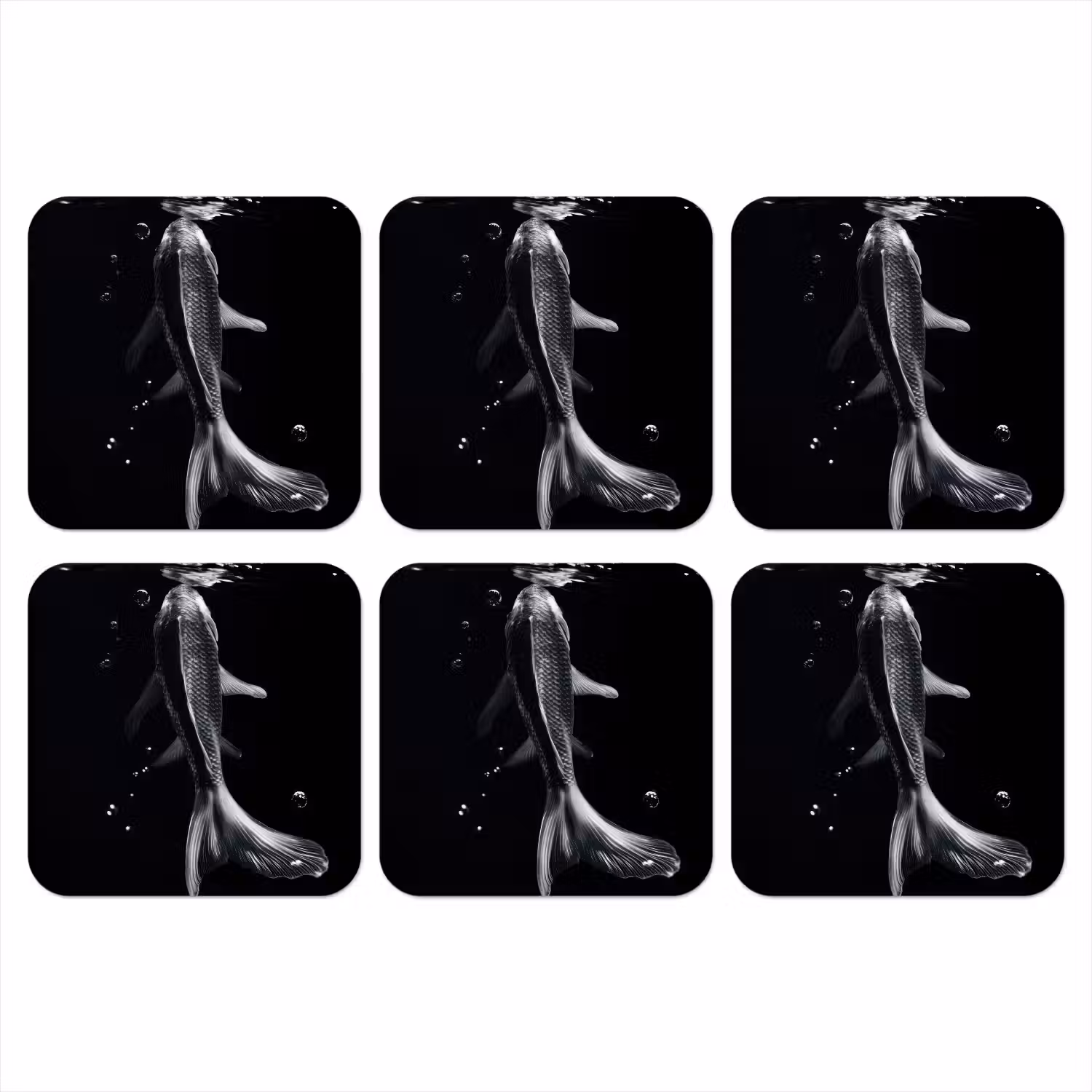 Koi - Vissen - Water - Zwart onderzetter kurk middel -3d