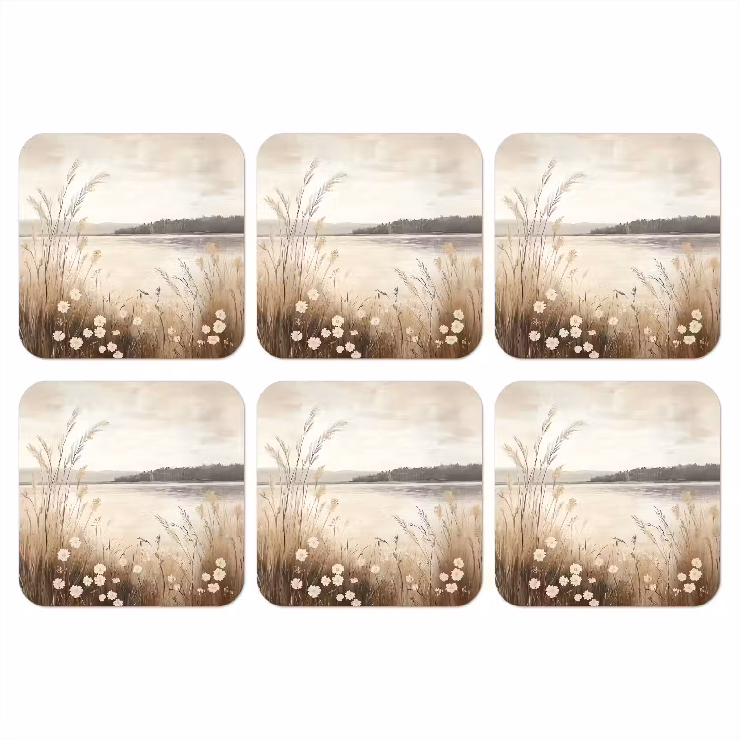 Meer - Water - Natuur - Beige onderzetter kurk middel -3d