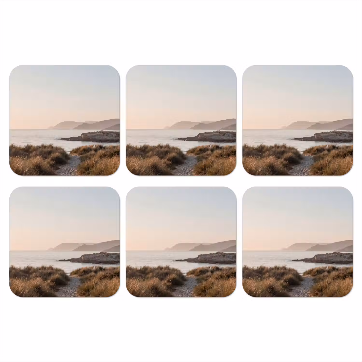 Landschap - Kust - Duinen onderzetter kurk middel -3d