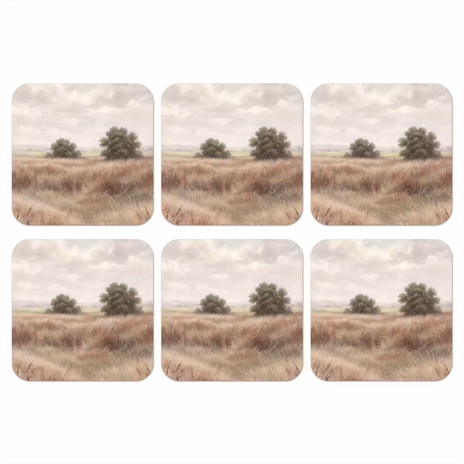 Landschap - Minimalistisch - Beige onderzetter kurk middel -3d