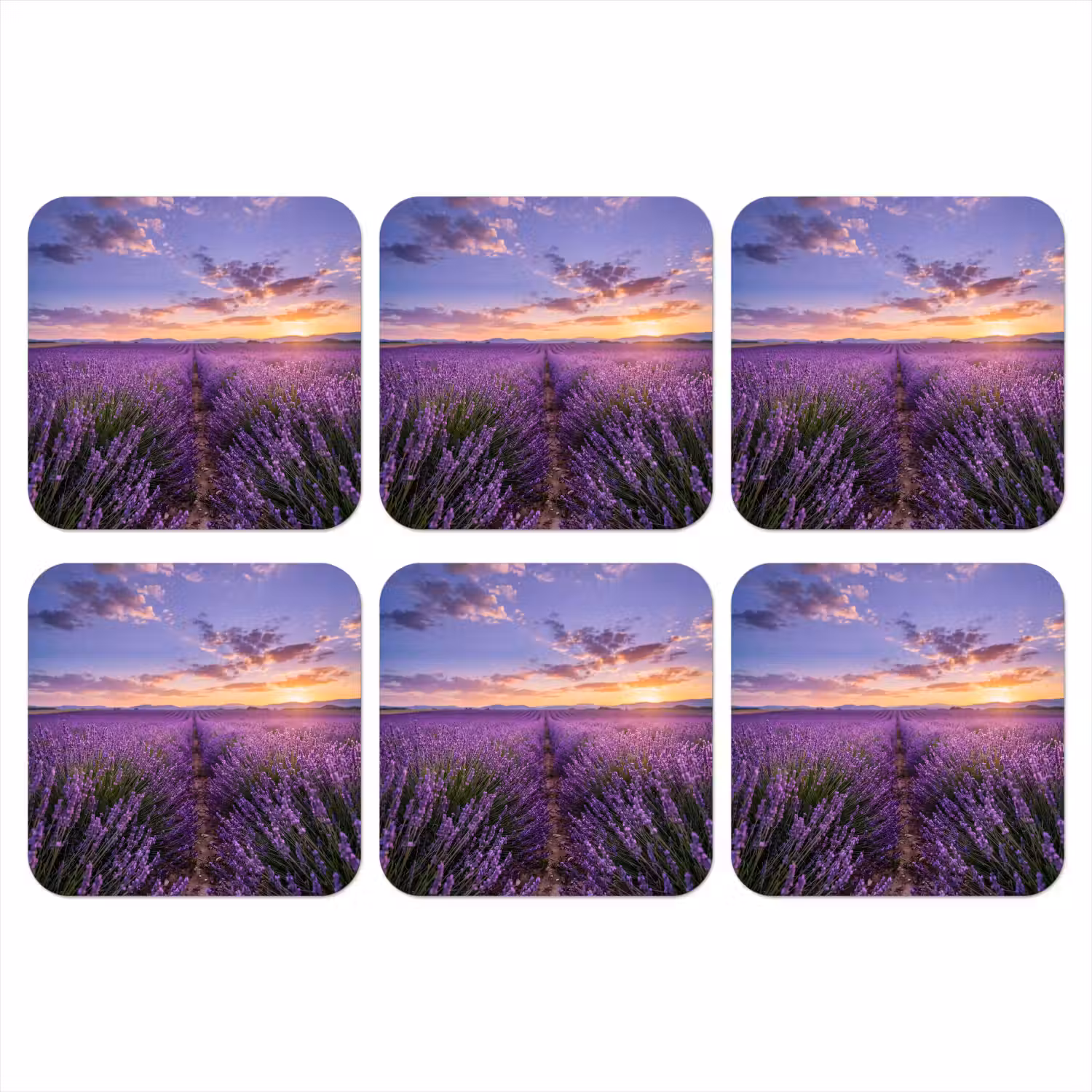 Lavendel - Veld - Natuur - Paars onderzetter kurk middel -3d