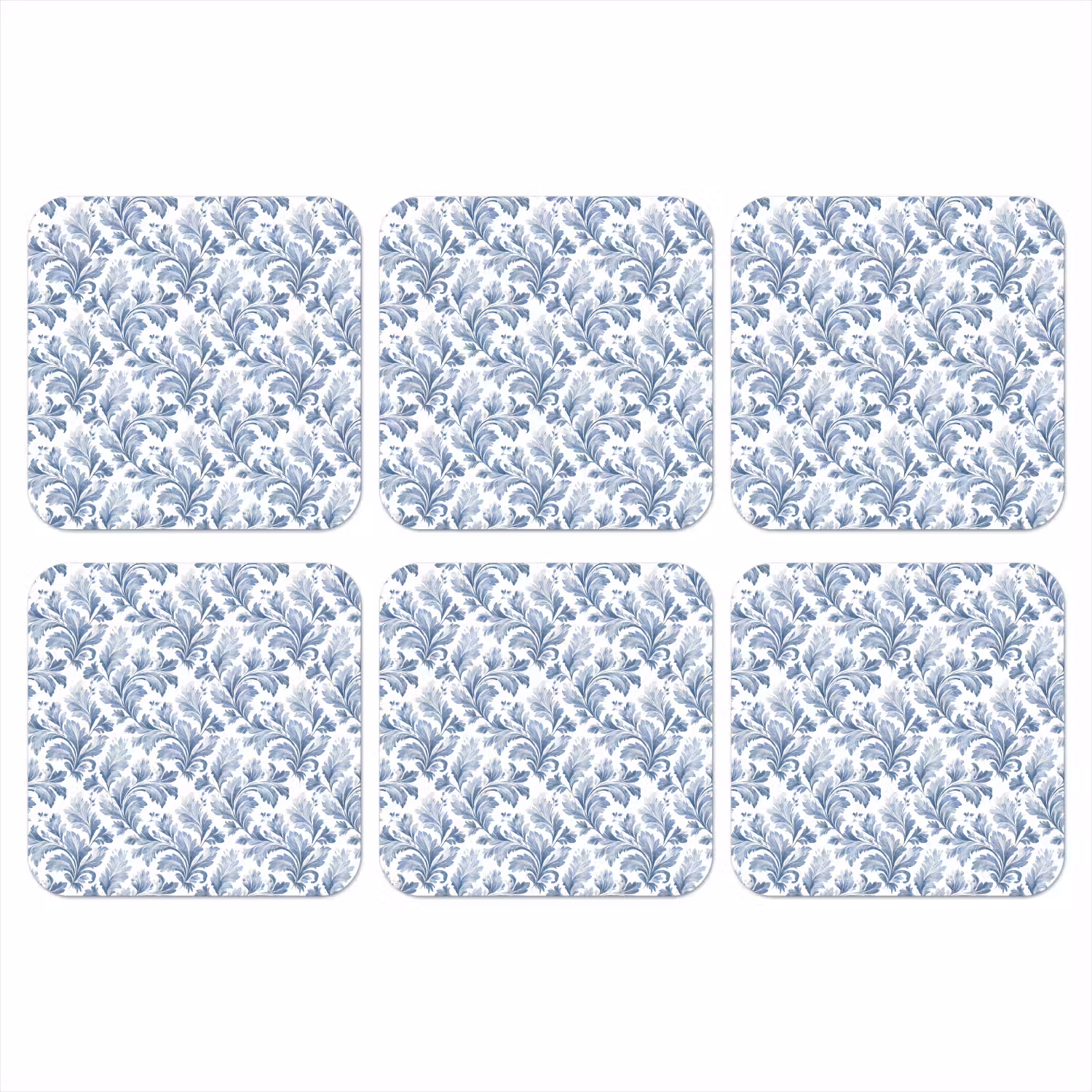 Bladeren - Blauw - Patroon onderzetter kurk middel 366 -3d