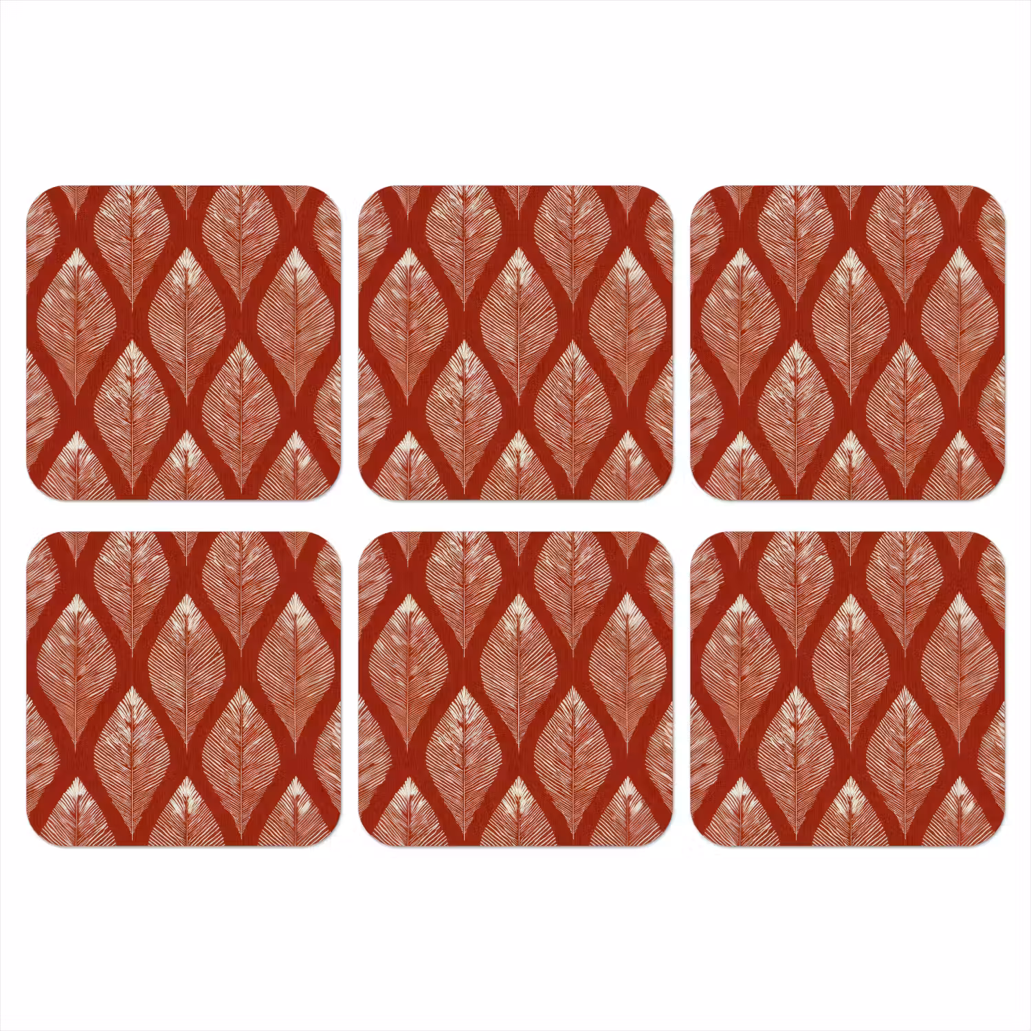 Bladeren - Rood - Elegant onderzetter kurk middel -3d