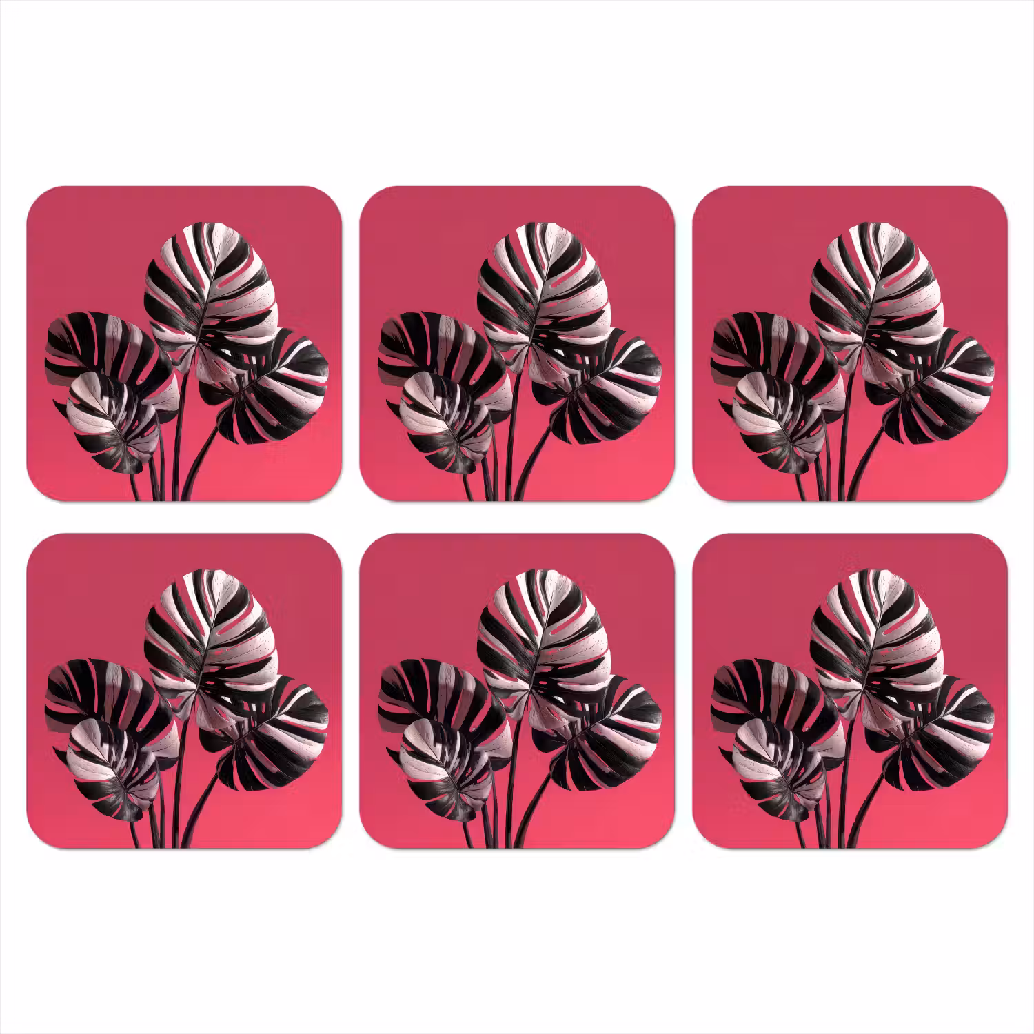 Bladeren - Rond - Roze onderzetter kurk middel -3d