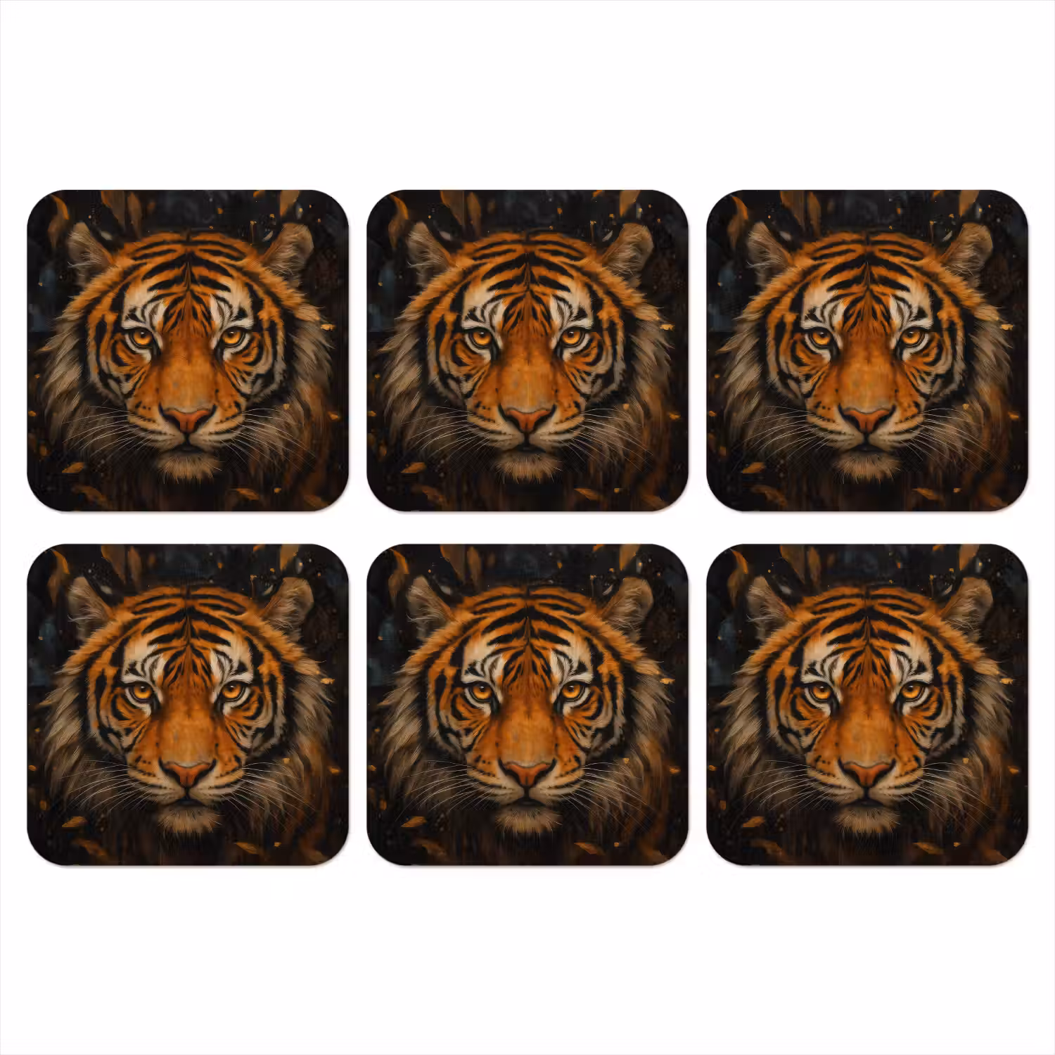 Bladeren - Tijger - Oranje onderzetter kurk middel -3d