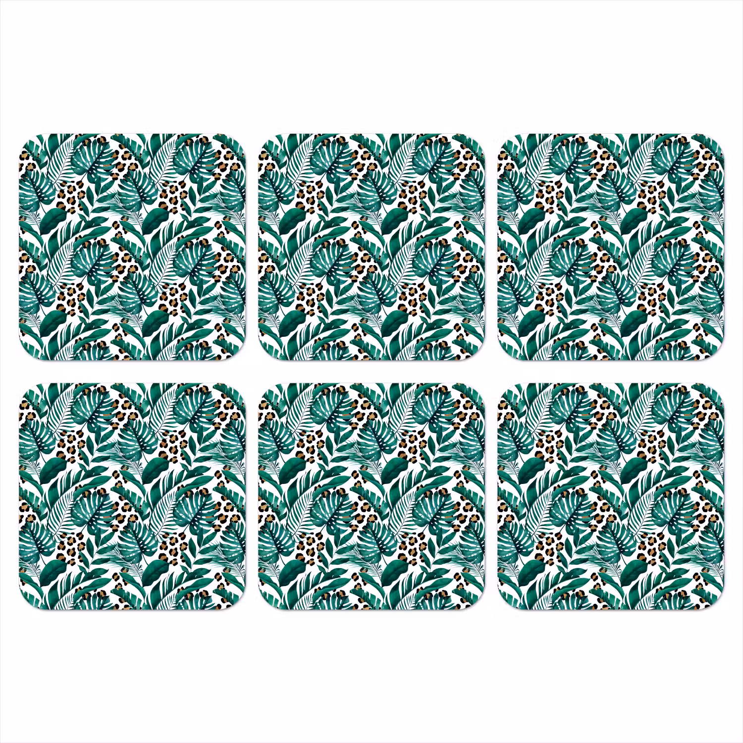 Bladeren - Tropisch - Jungle onderzetter kurk middel -3d