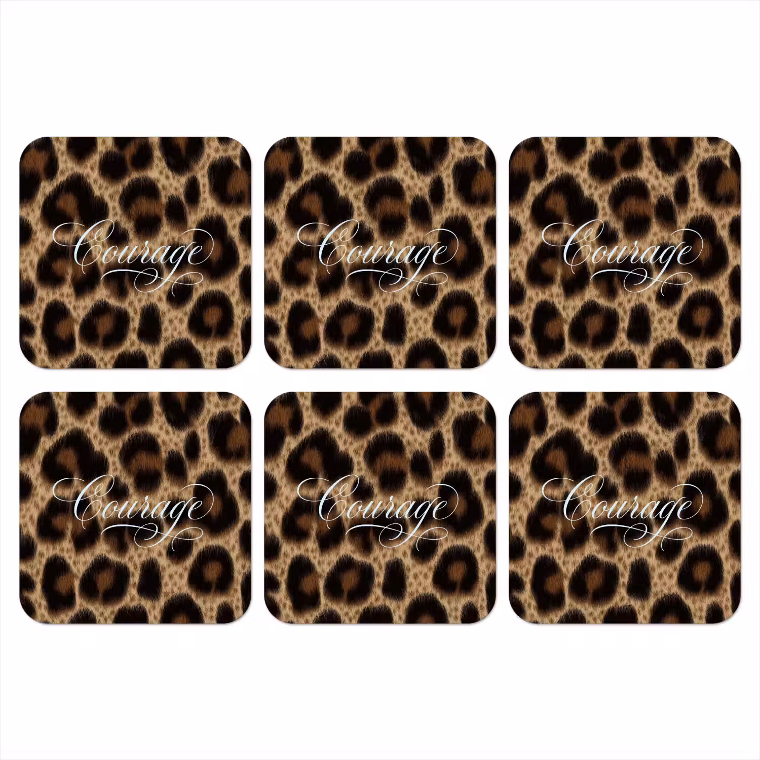 Luipaardprint - Bruin - Courage - Sierlijk onderzetter kurk middel -3d