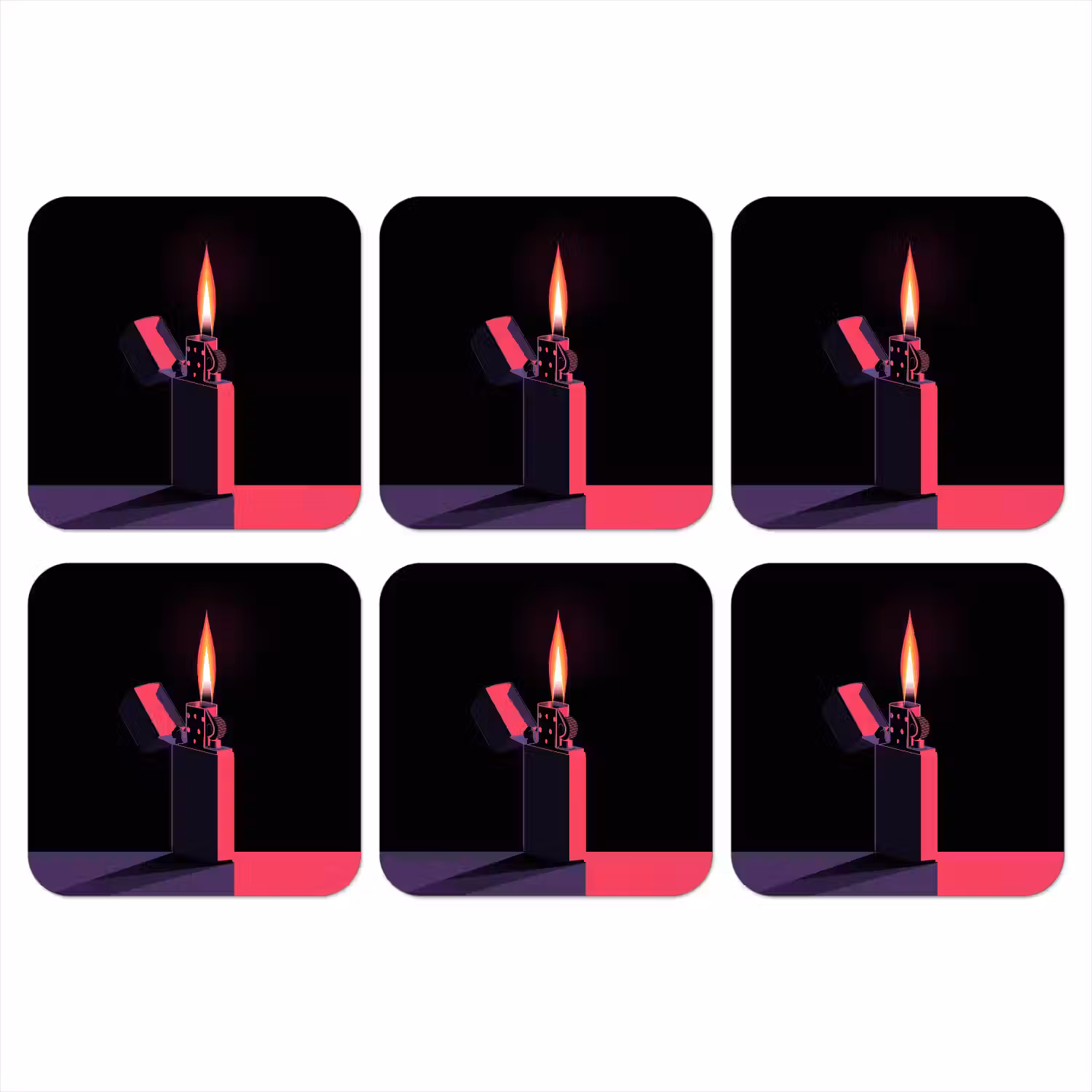 Aansteker - Vlam - Donker onderzetter kurk middel -3d