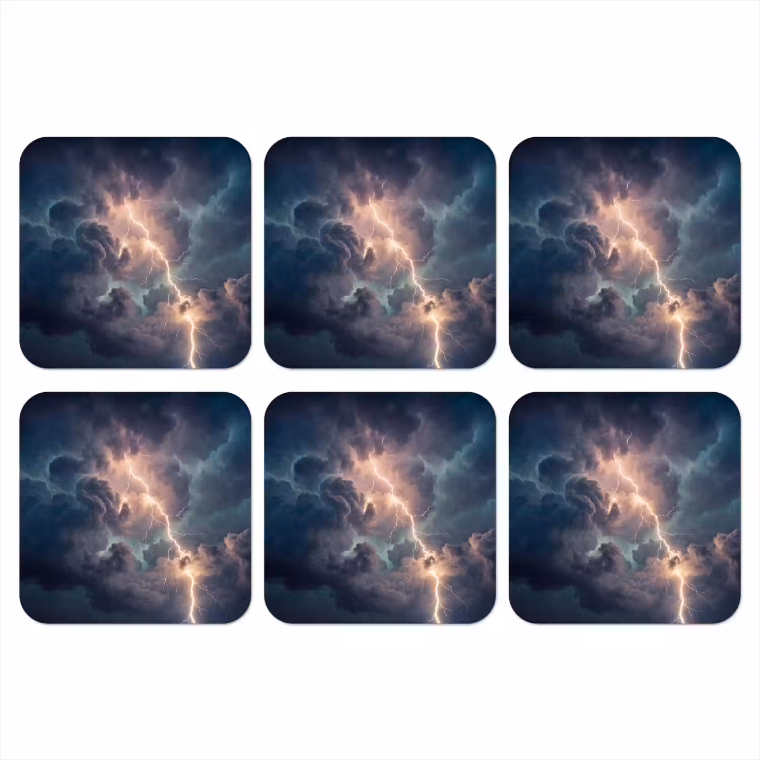 Bliksem - Storm - Natuur - Donker onderzetter kurk middel -3d