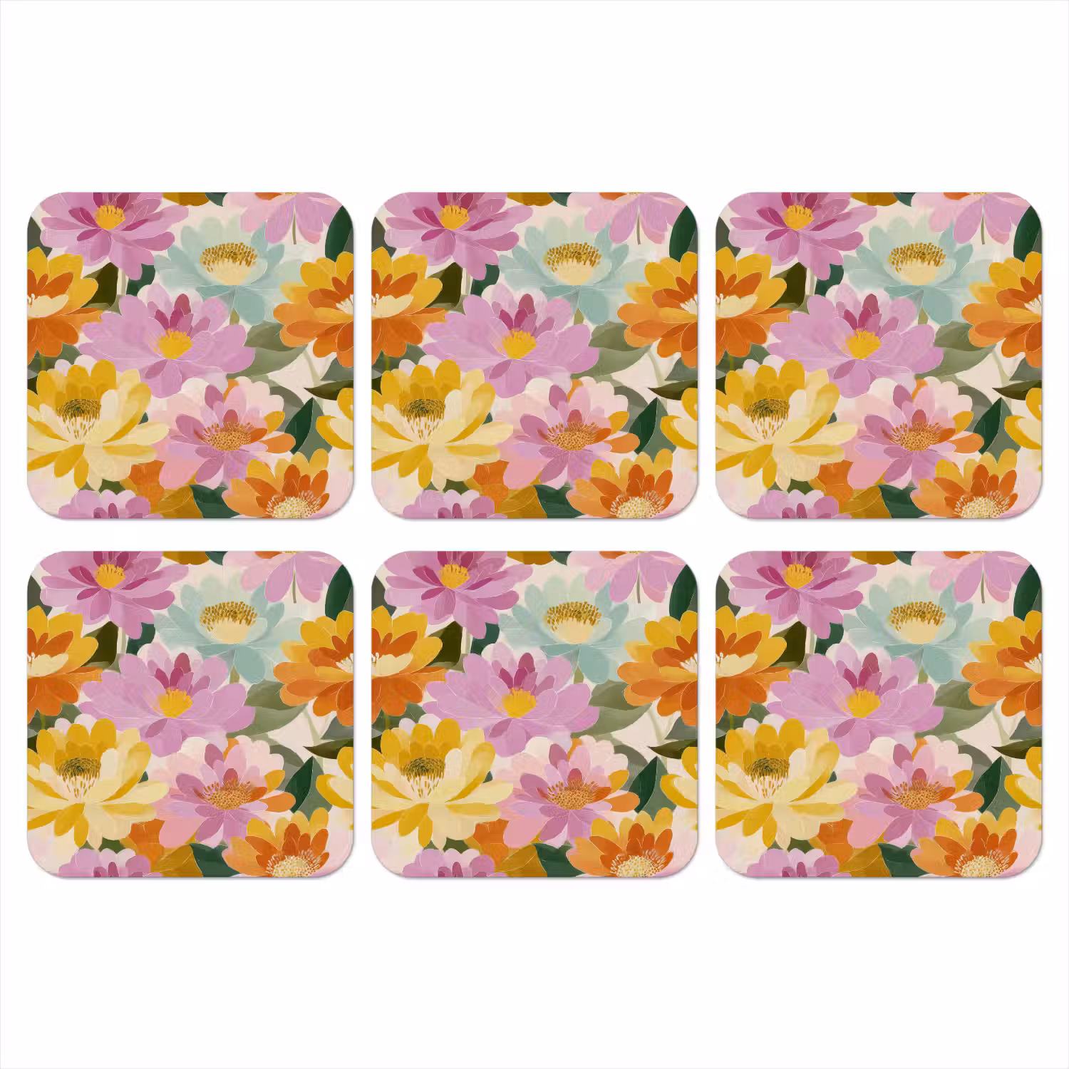 Lelies - Aquarel - Pastel onderzetter kurk middel 366 -3d