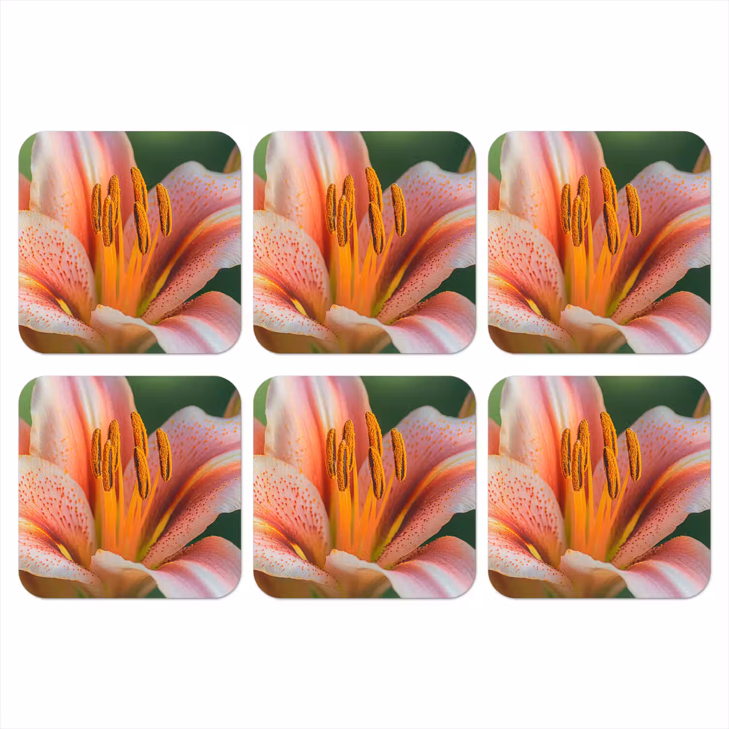 Lelie - Close up - Lichtroze onderzetter kurk middel -3d