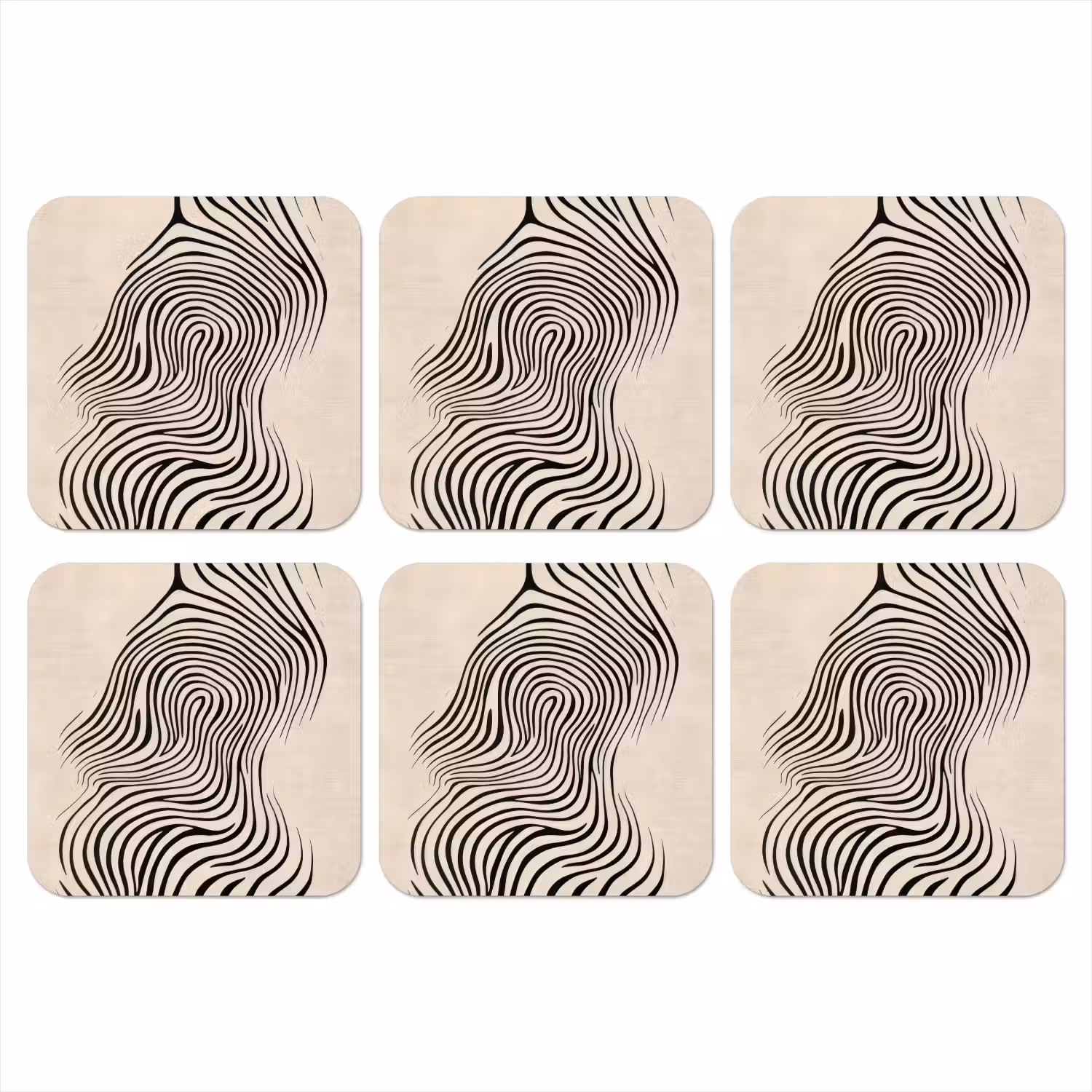 Lijnen - Abstract - Golvend - Zwart onderzetter kurk middel -3d