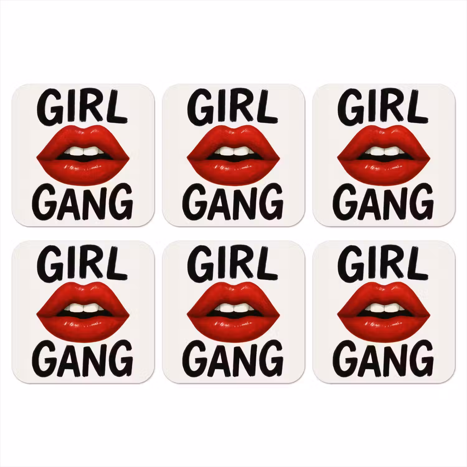 Lip - Girl - Rood - Letters onderzetter kurk middel -3d