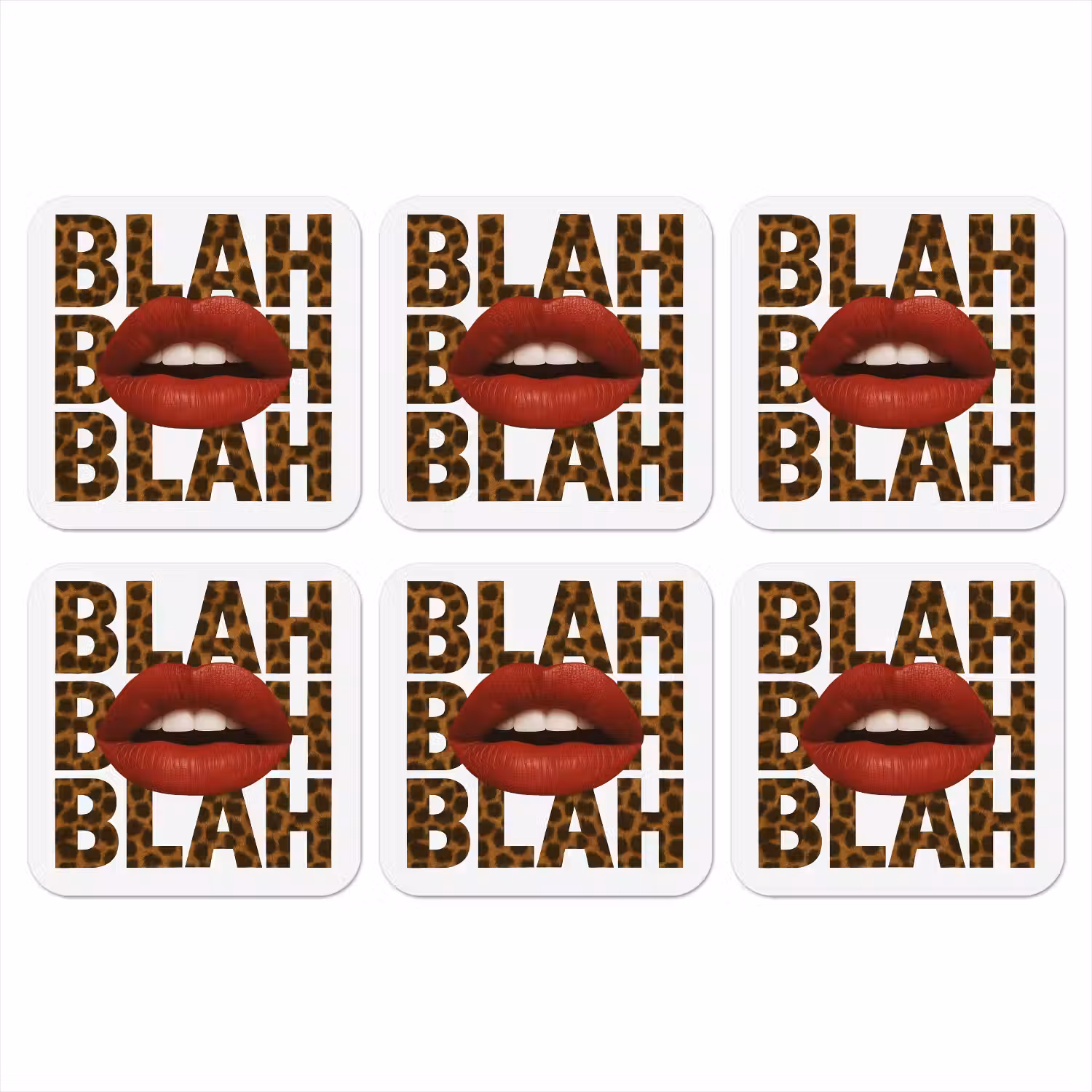 Lip - Rood - Quote onderzetter kurk middel -3d