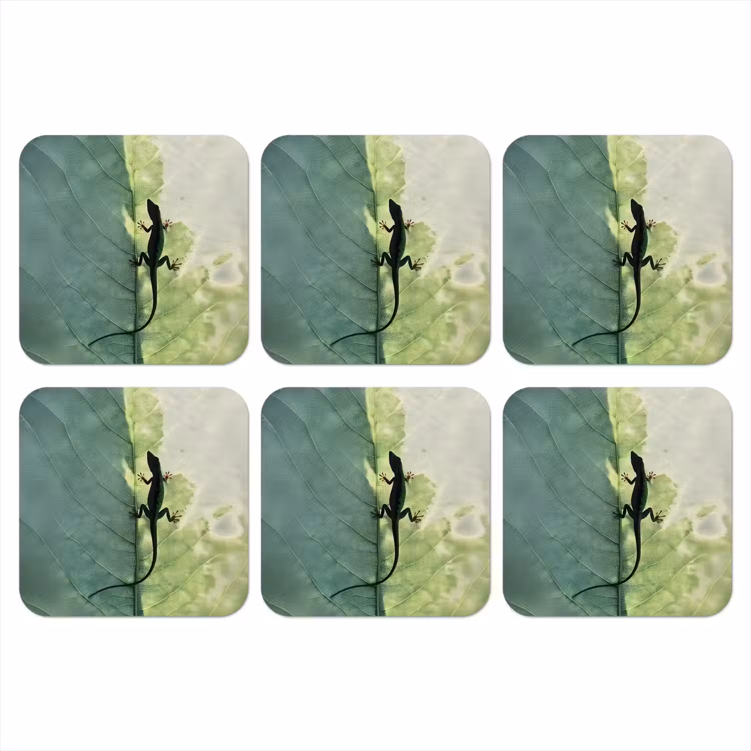 Hagedis - Blad - Nerven - Groen onderzetter kurk middel -3d