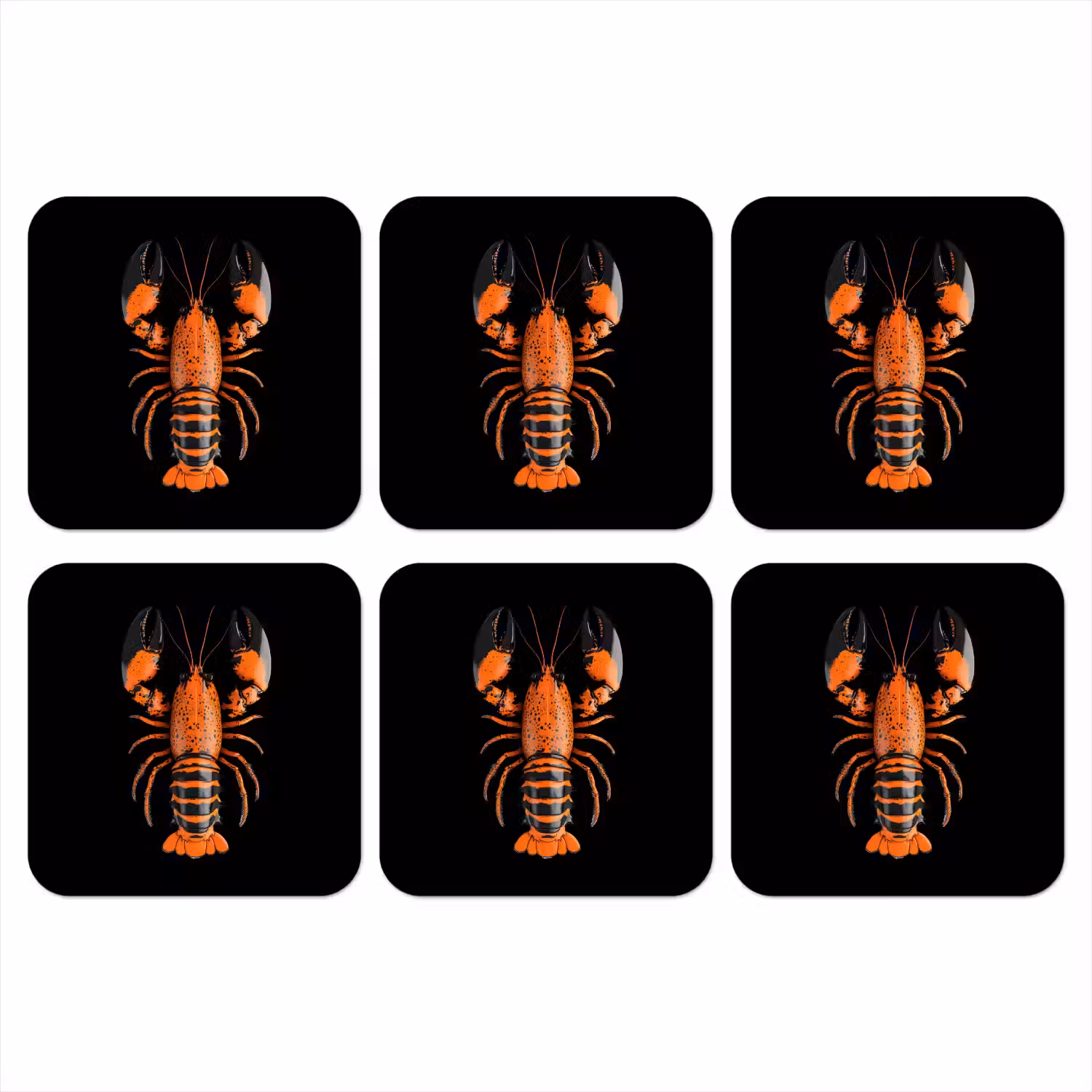 Kreeft - Oranje - Zwart - Modern onderzetter kurk middel -3d