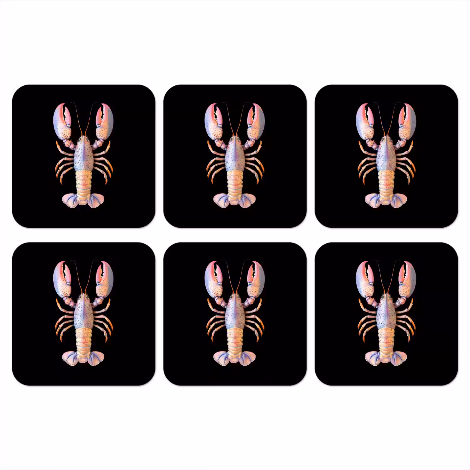 Kreeft - Roze - Zacht - Zwart onderzetter kurk middel -3d