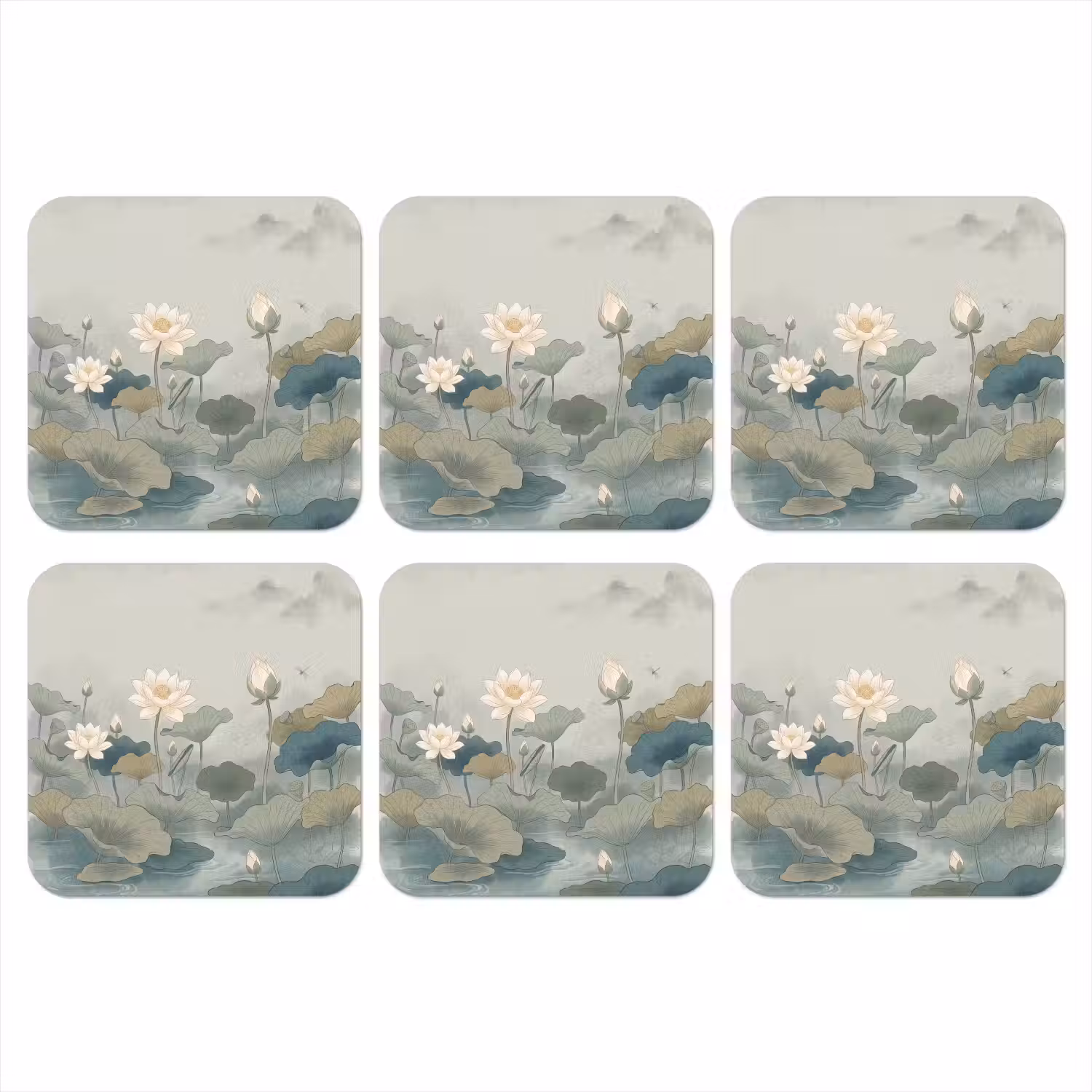 Lotus - Bloemen - Groen onderzetter kurk middel -3d
