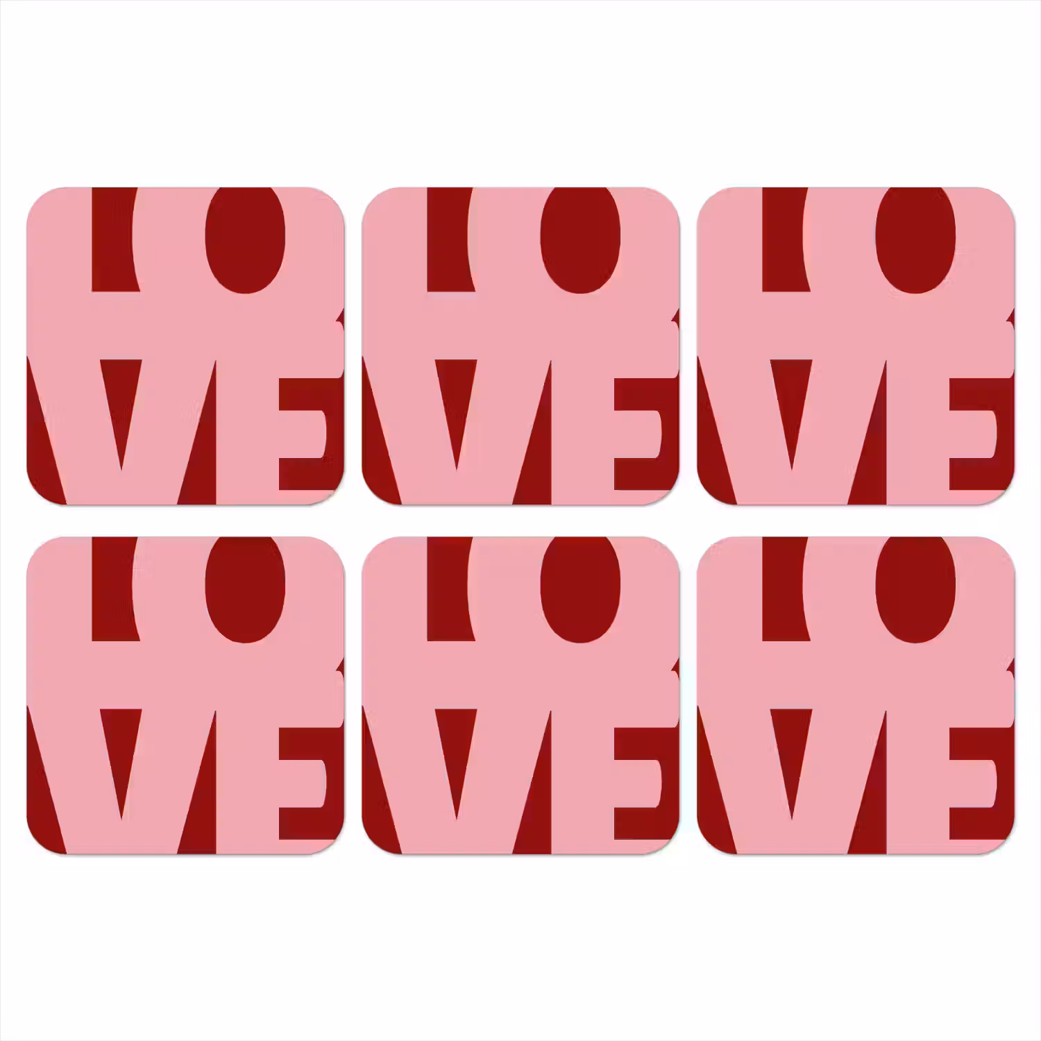 Love - Rood - Blokletters onderzetter kurk middel -3d
