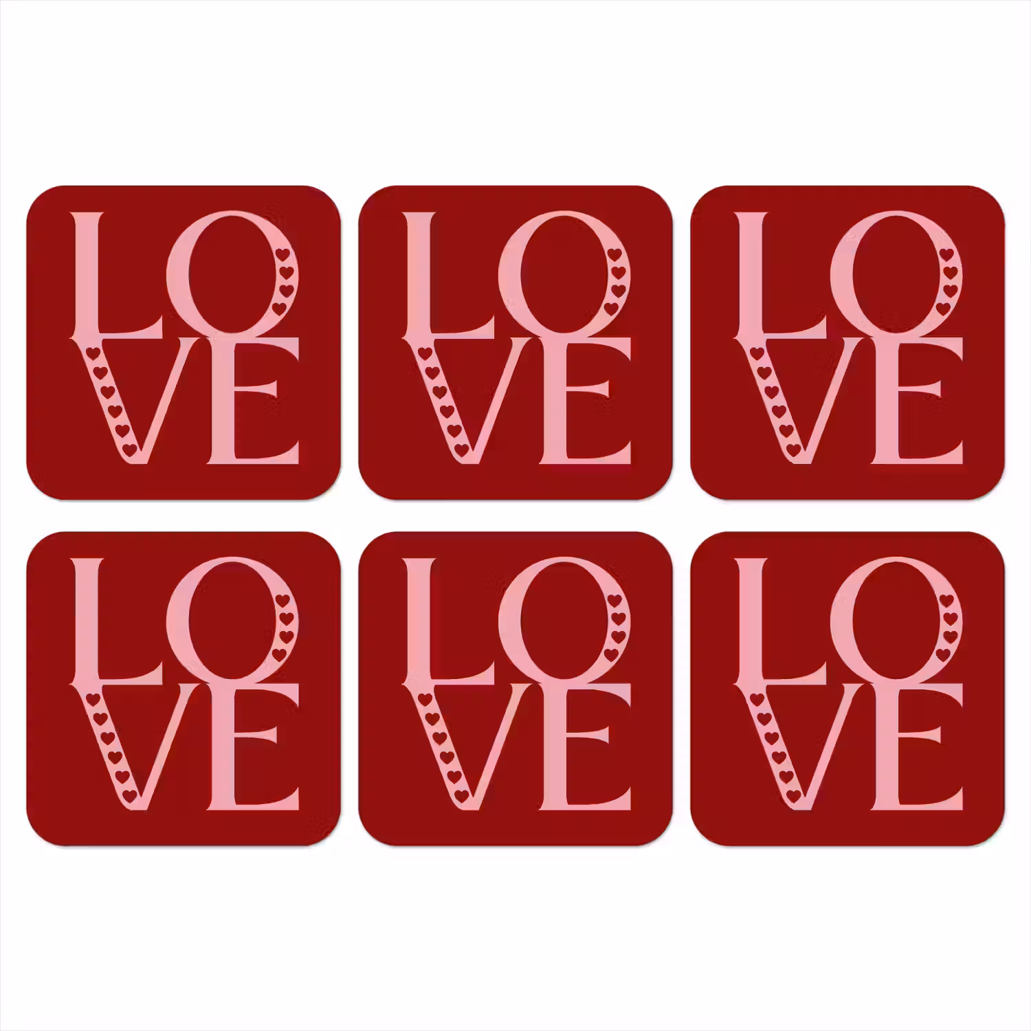 Love - Rood - Hatjes onderzetter kurk middel -3d