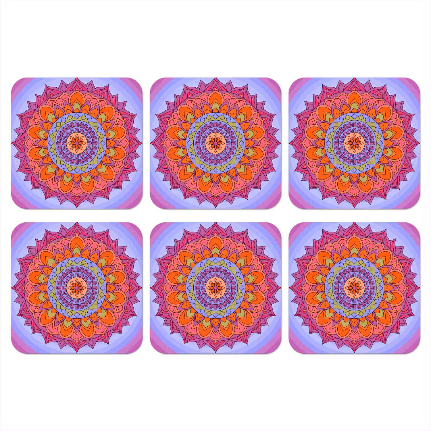 Mandala - Cirkel - Abstract - Kleurrijk - Patroon onderzetter kurk middel -3d