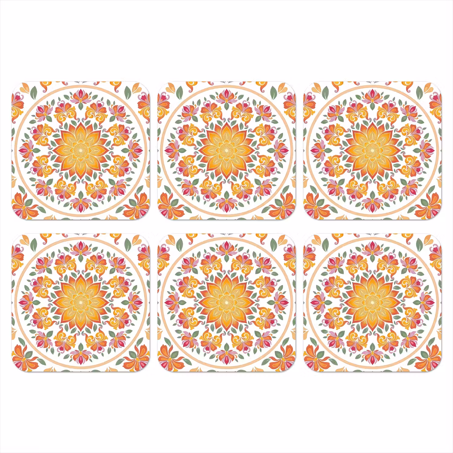 Mandala - Bloemen - Decoratie - Kleurrijk - Abstract onderzetter kurk middel -3d