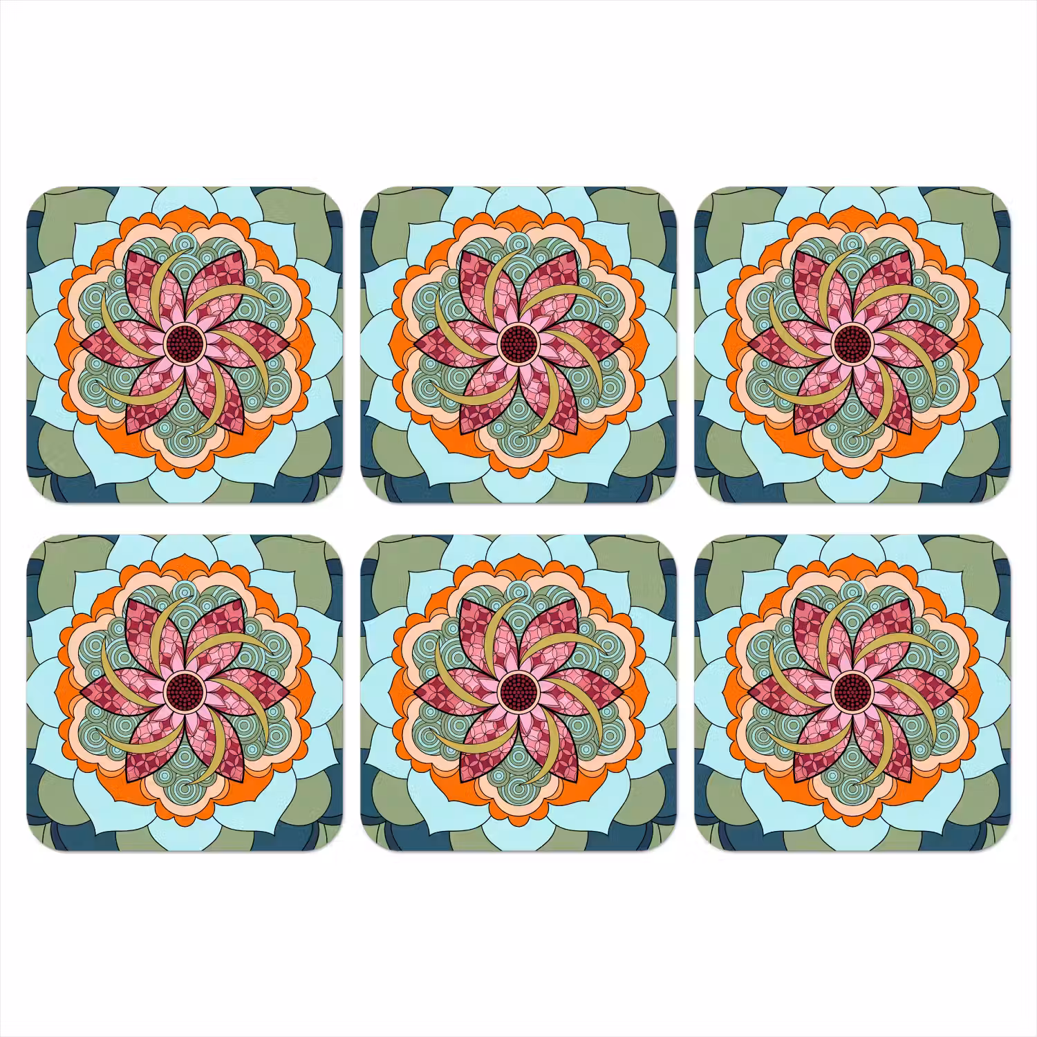 Mandala - Geometrisch - Kunst - Decoratief - Kleurrijk onderzetter kurk middel -3d