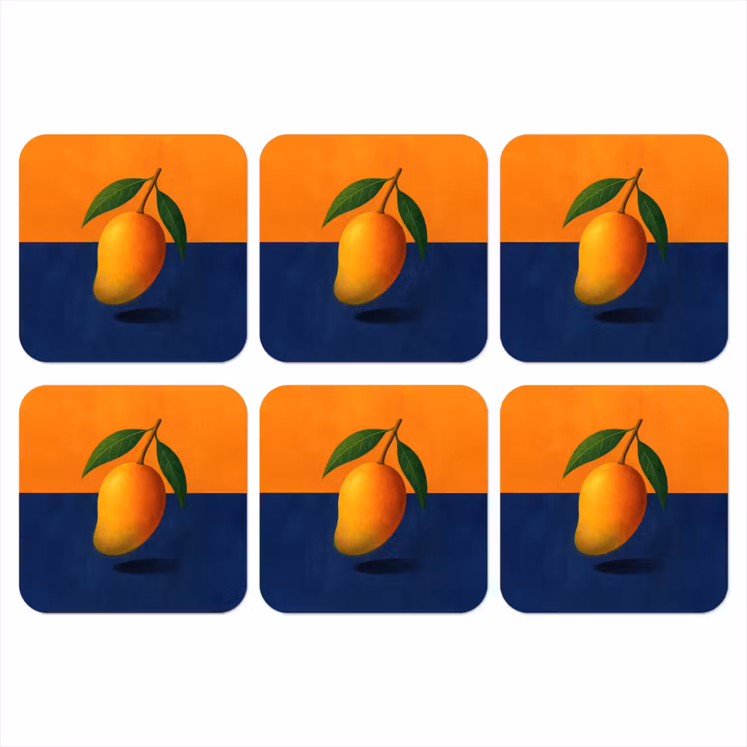 Mango - Vlakken - Bladeren - Oranje onderzetter kurk middel -3d