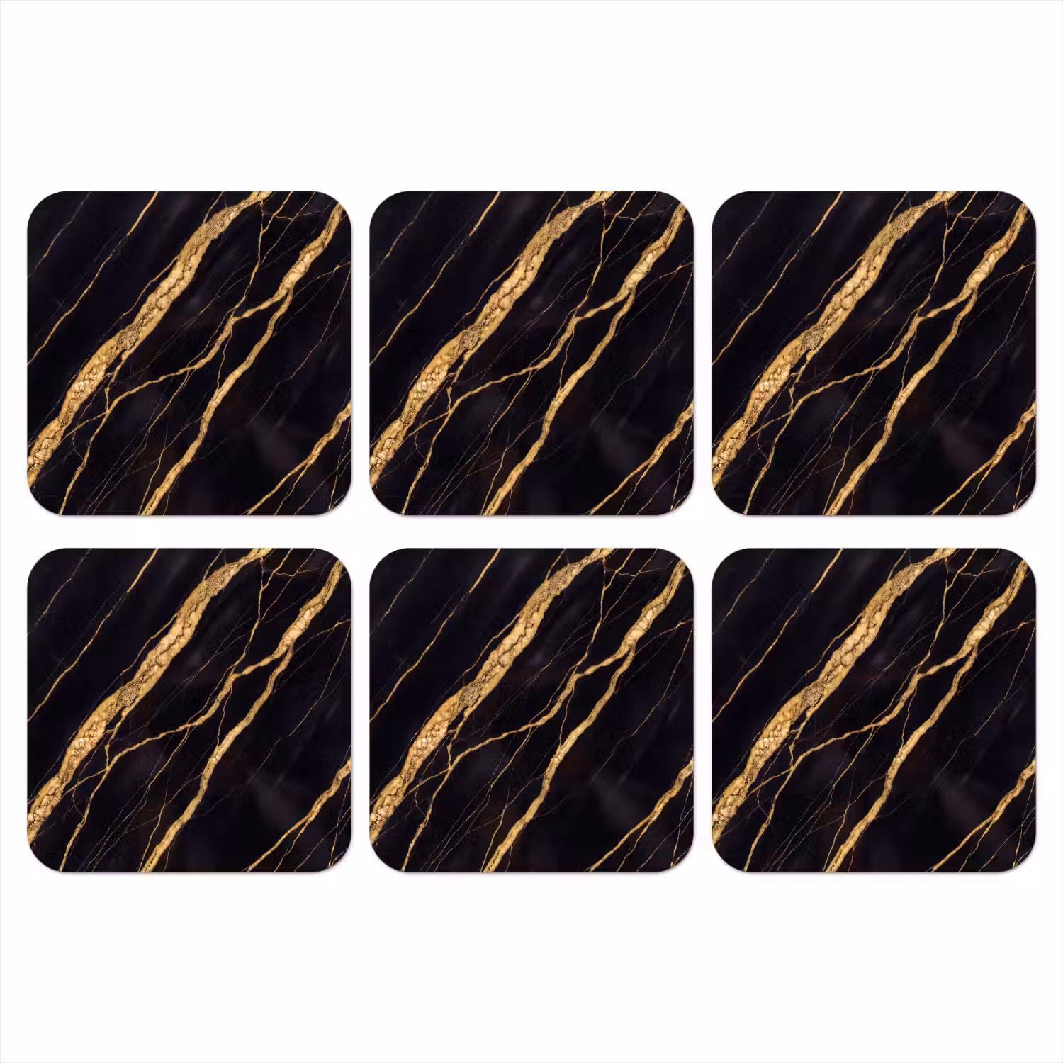 Marmer - Goud - Textuur - Abstract - Zwart onderzetter kurk middel -3d