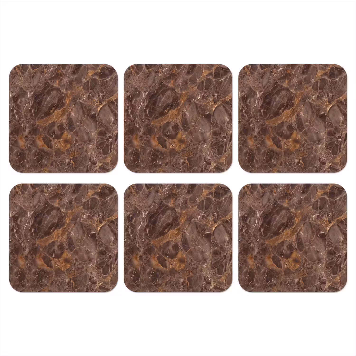 Marmer - Patroon - Natuur - Bruin - Goud onderzetter kurk middel -3d