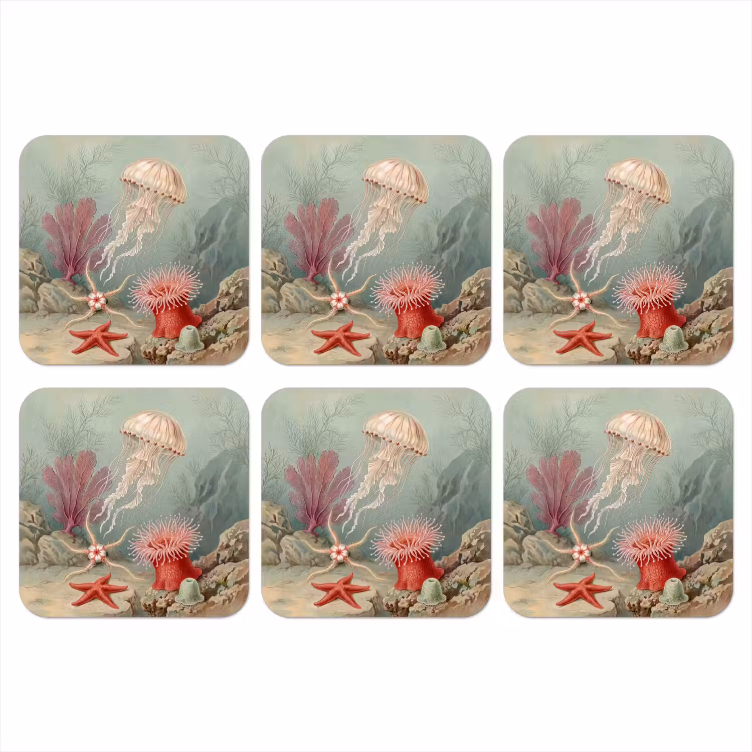 Zeeleven - Kwal - Onderwater - Illustratie - Beige onderzetter kurk middel -3d