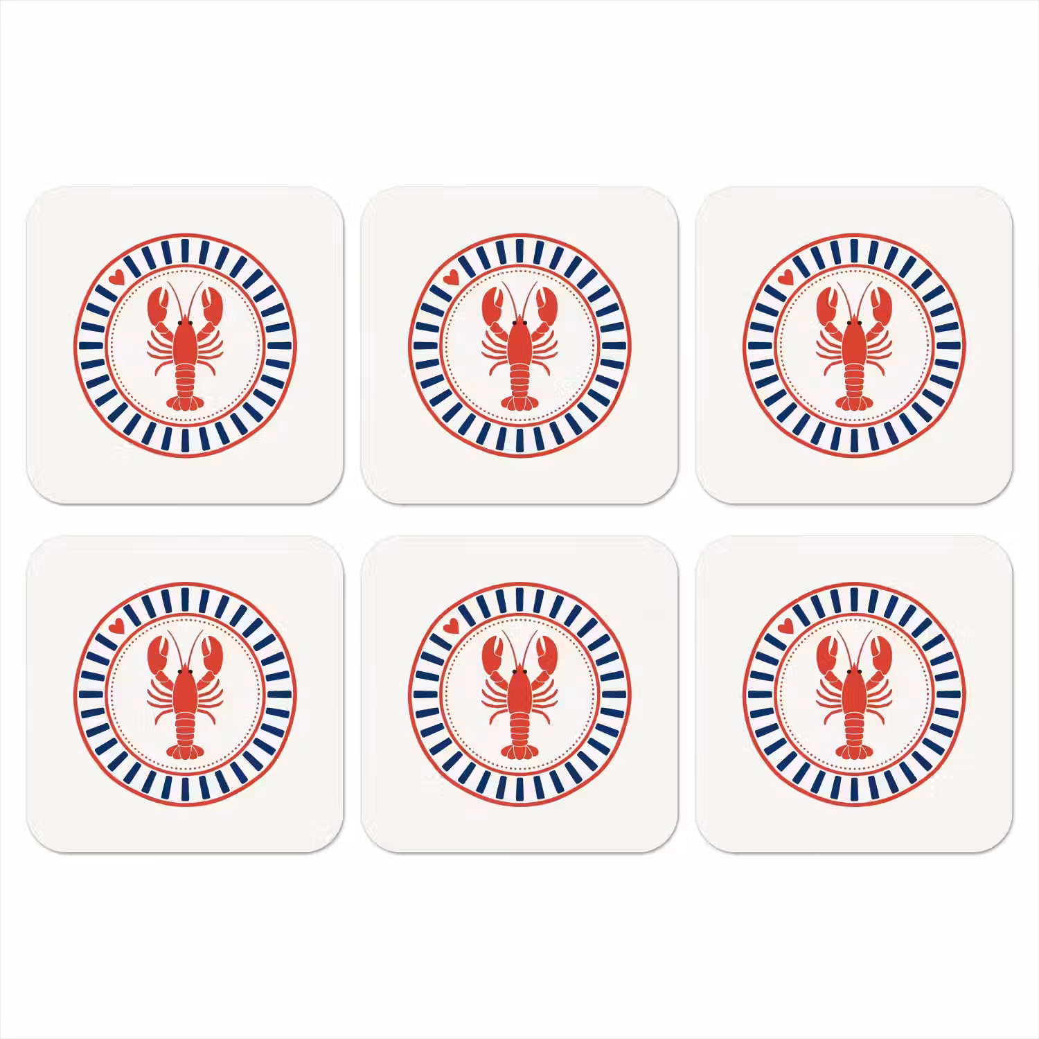 Zeeleven - Kreeft - Embleem - Grafisch - Rood onderzetter kurk middel -3d