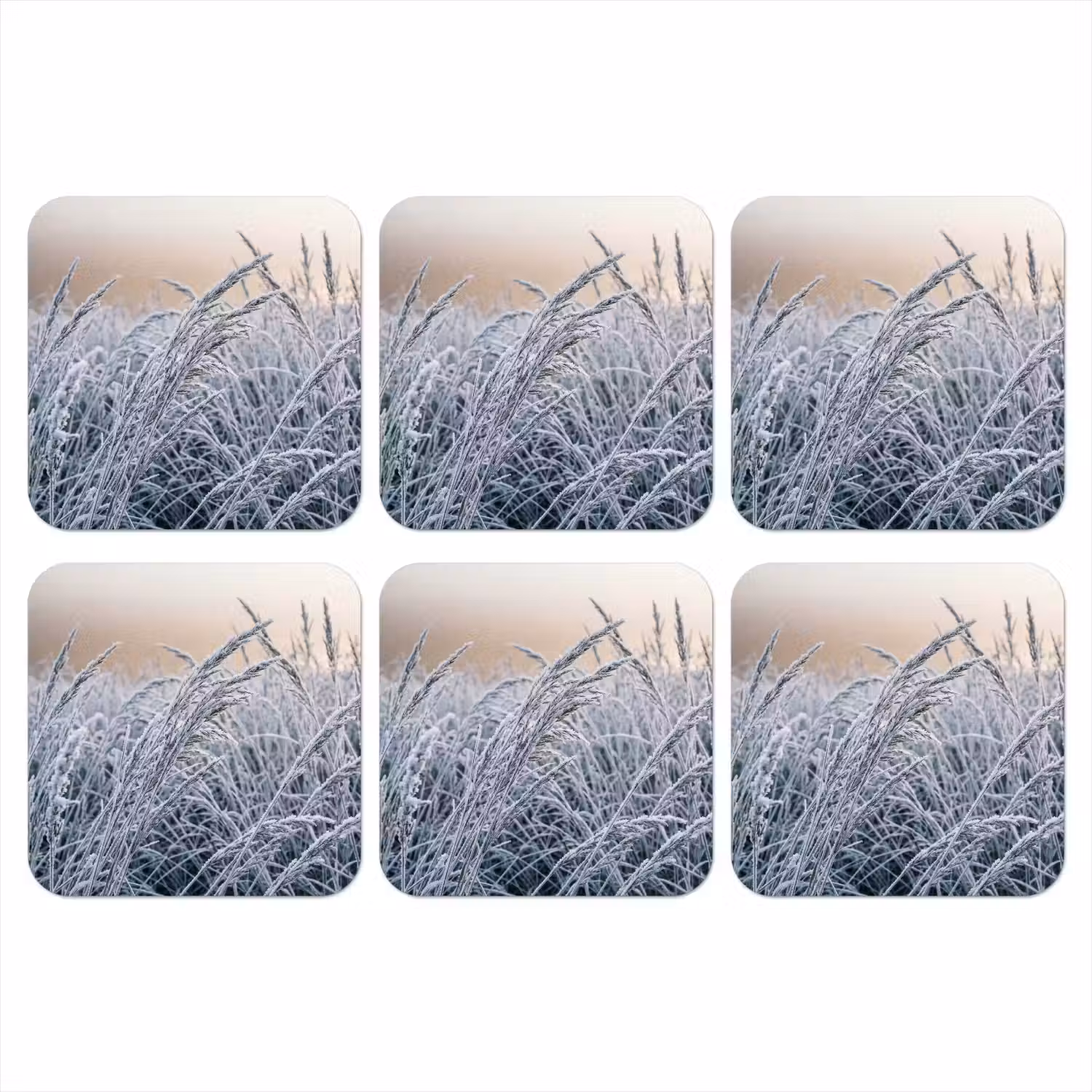 Rijp - Gras - Kristallen - Winter - Minimalistisch onderzetter kurk middel -3d