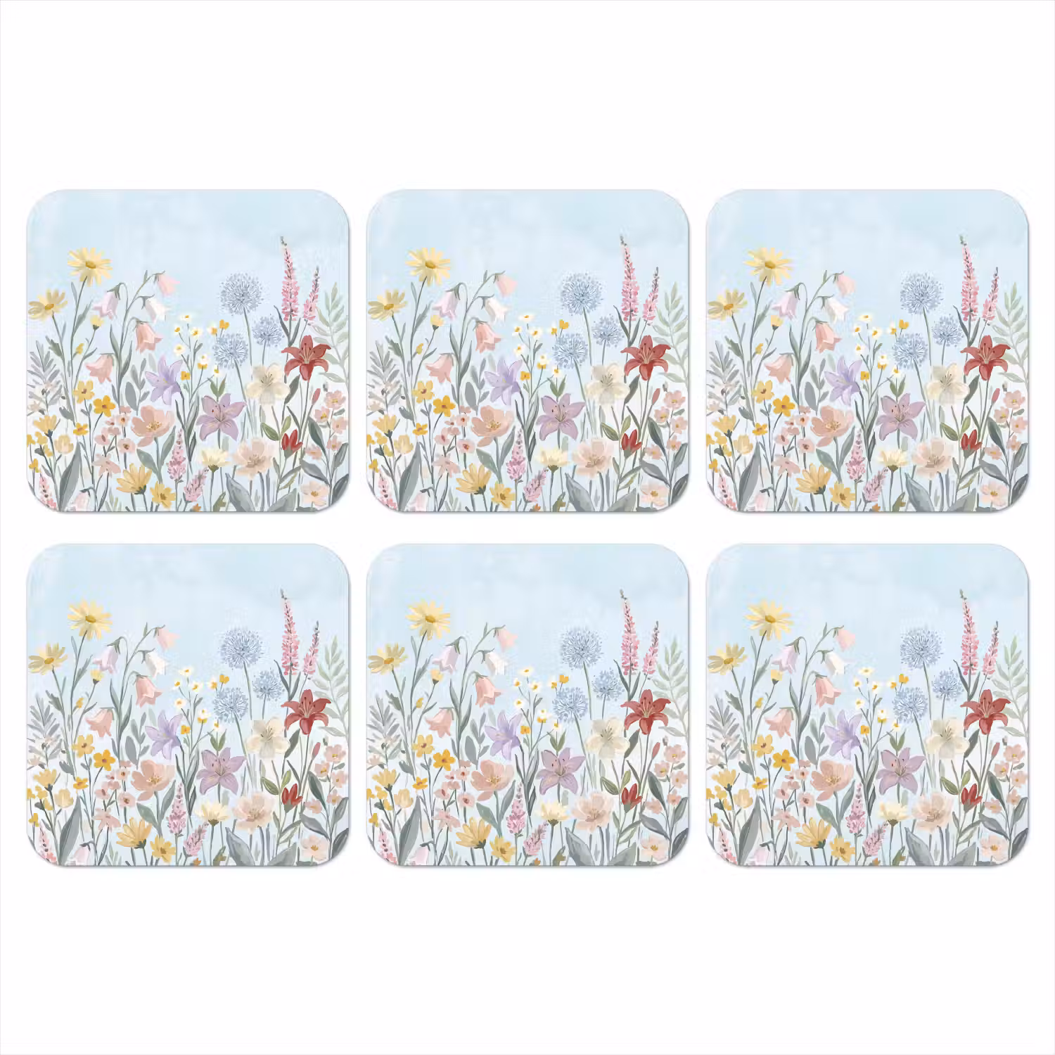 Weidebloemen - Illustratie - Kleurrijk onderzetter kurk middel -3d