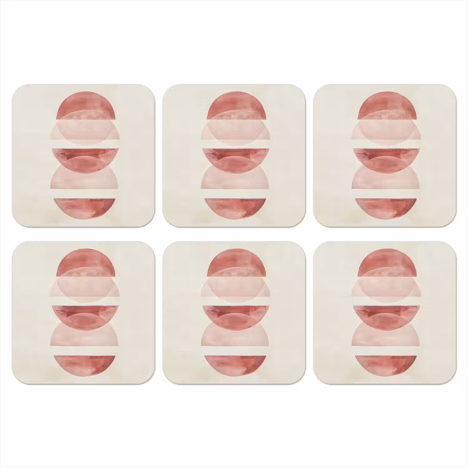 Minimalistisch - Cirkels - Roze onderzetter kurk middel -3d
