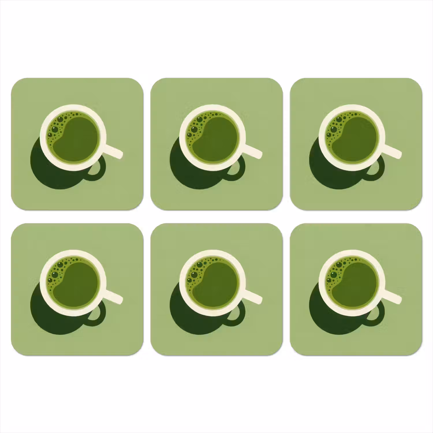 Minimalistisch - Kopjes - Matcha -Groen onderzetter kurk middel -3d