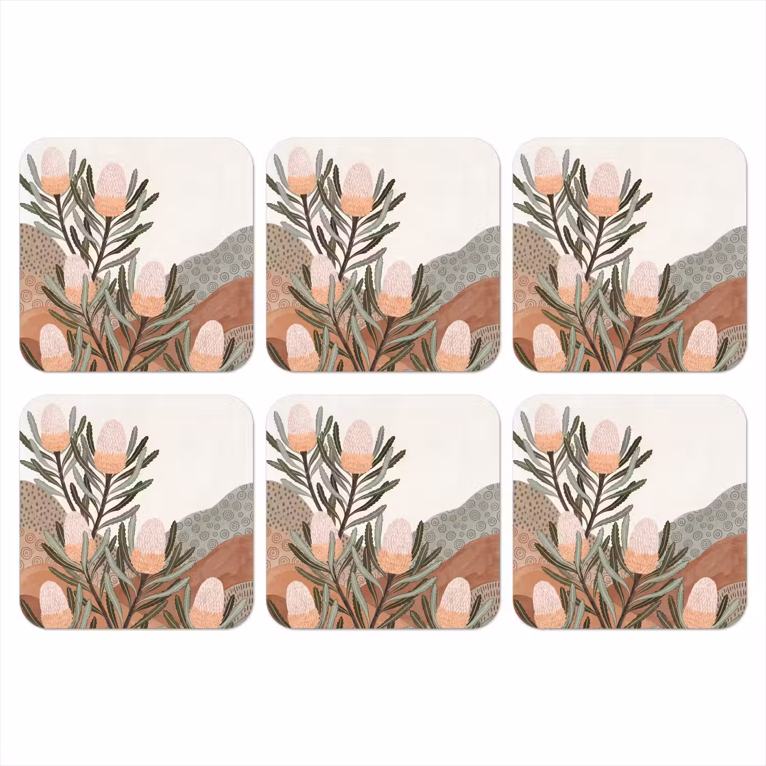 Modern - Heuvels - Terracotta onderzetter kurk middel -3d