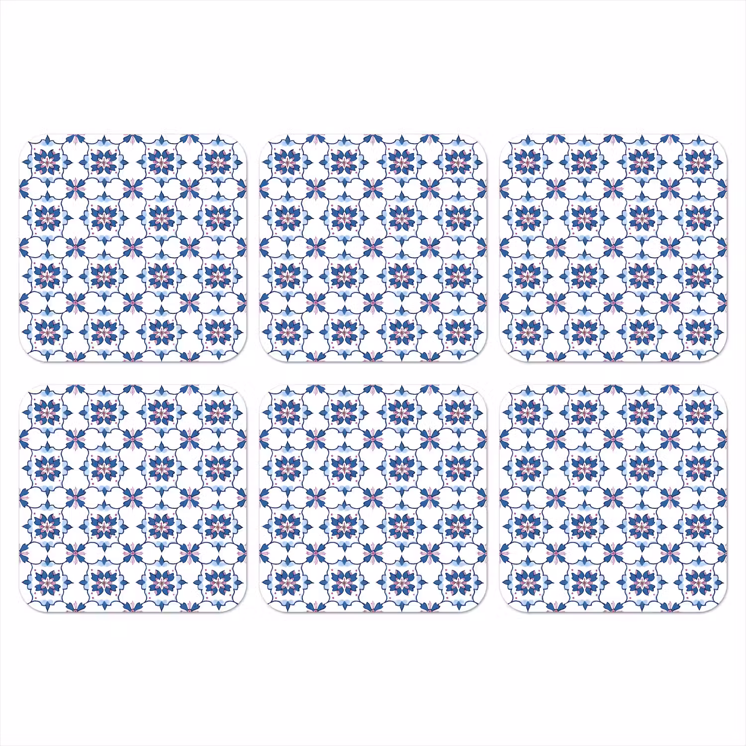 Modern - Patroon - Blauw - Roze onderzetter kurk middel 366 -3d