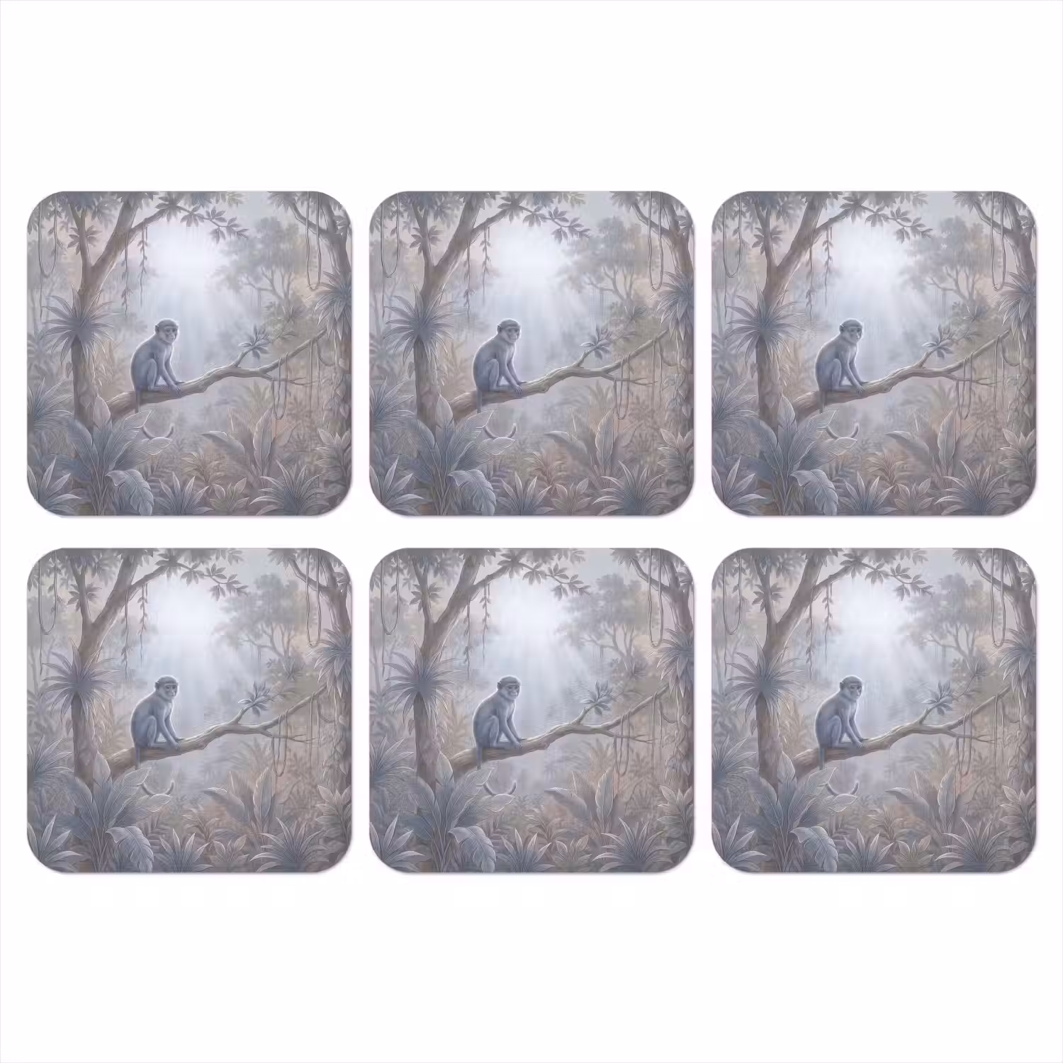 Aap - Boom - Jungle - Natuur - Grijs onderzetter kurk middel -3d