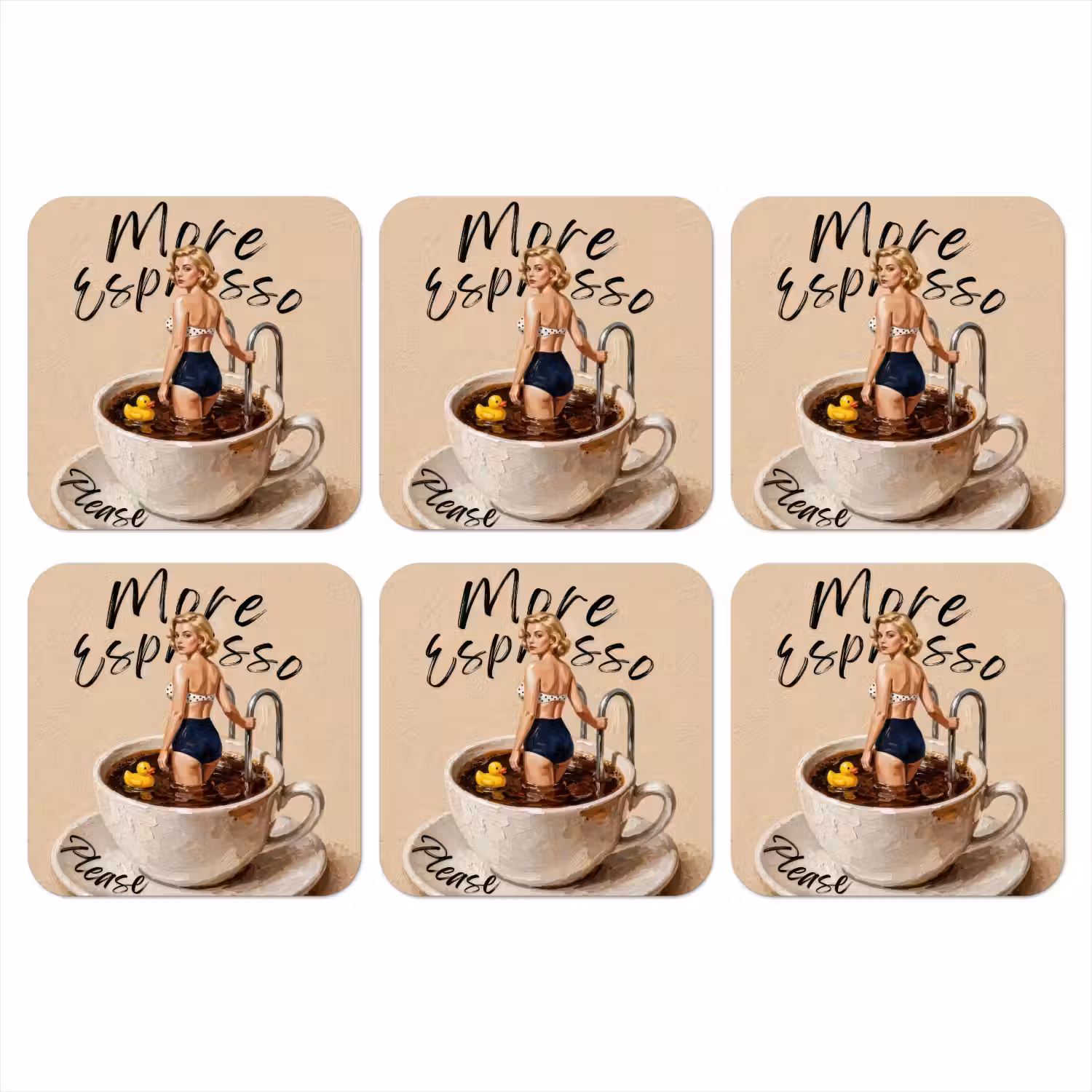 More espresso - Koffie - Eend onderzetter kurk middel -3d