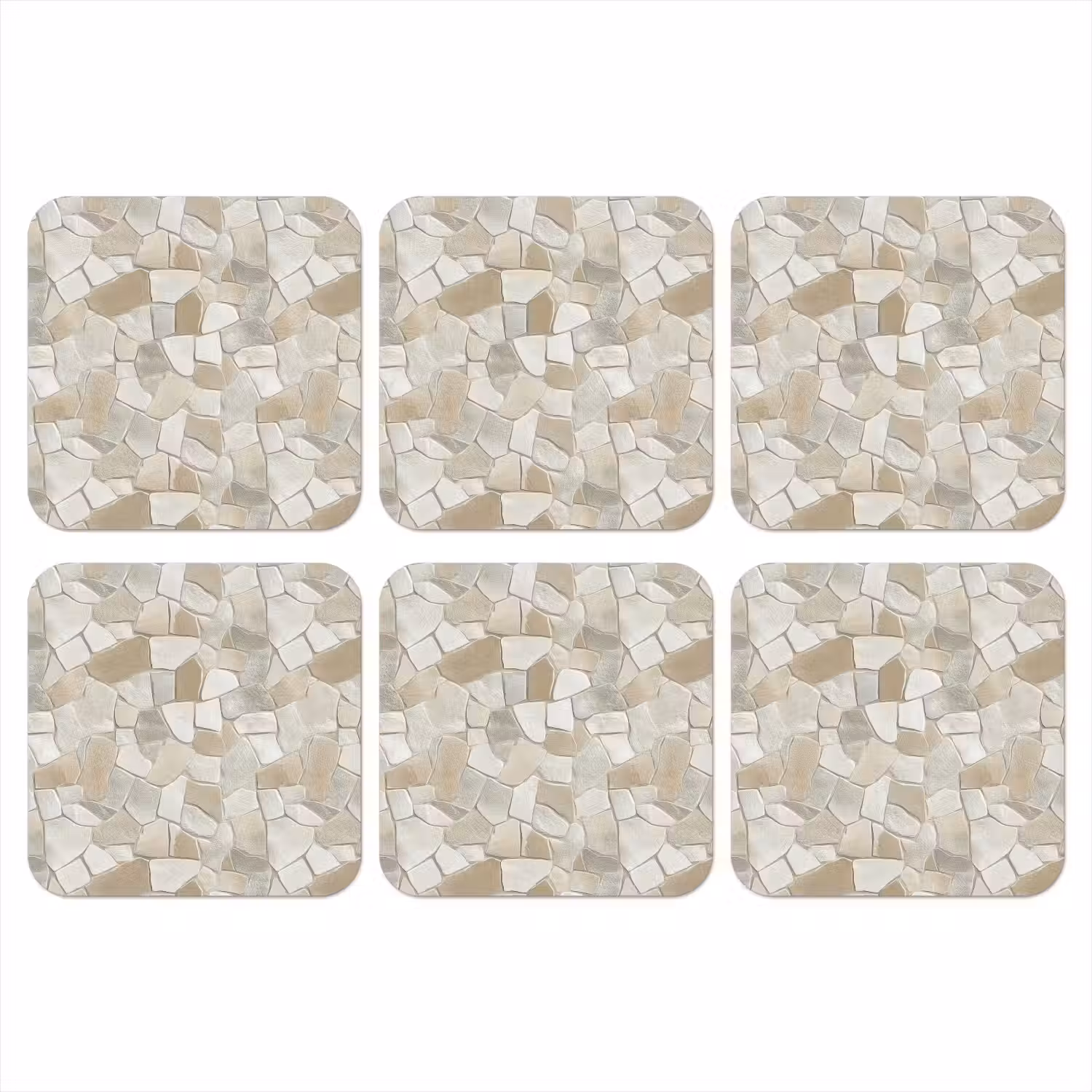 Mozaïek - Stenen - Beige onderzetter kurk middel 366 -3d