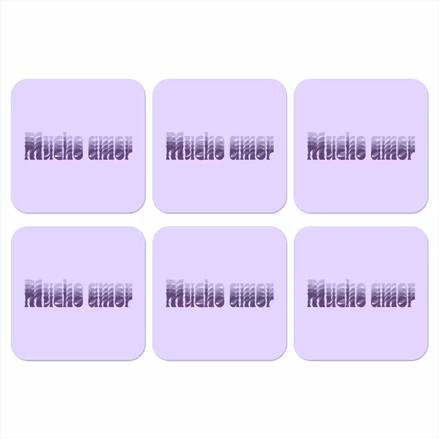 Mucho amor - Paars - Gelaagde letters onderzetter kurk middel -3d