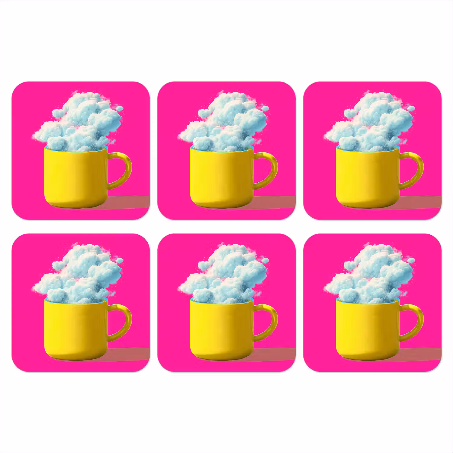 Mok - Wolken - Roze - Minimalitisch onderzetter kurk middel -3d