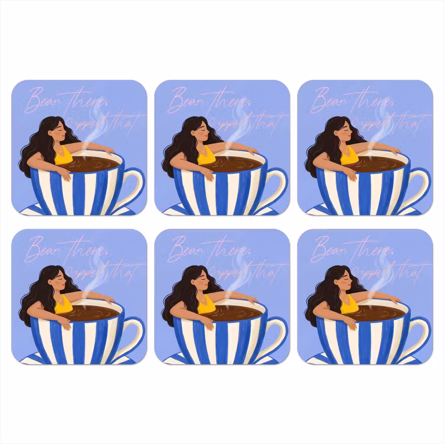 Mok - Koffie - Vrouw - Paars onderzetter kurk middel -3d