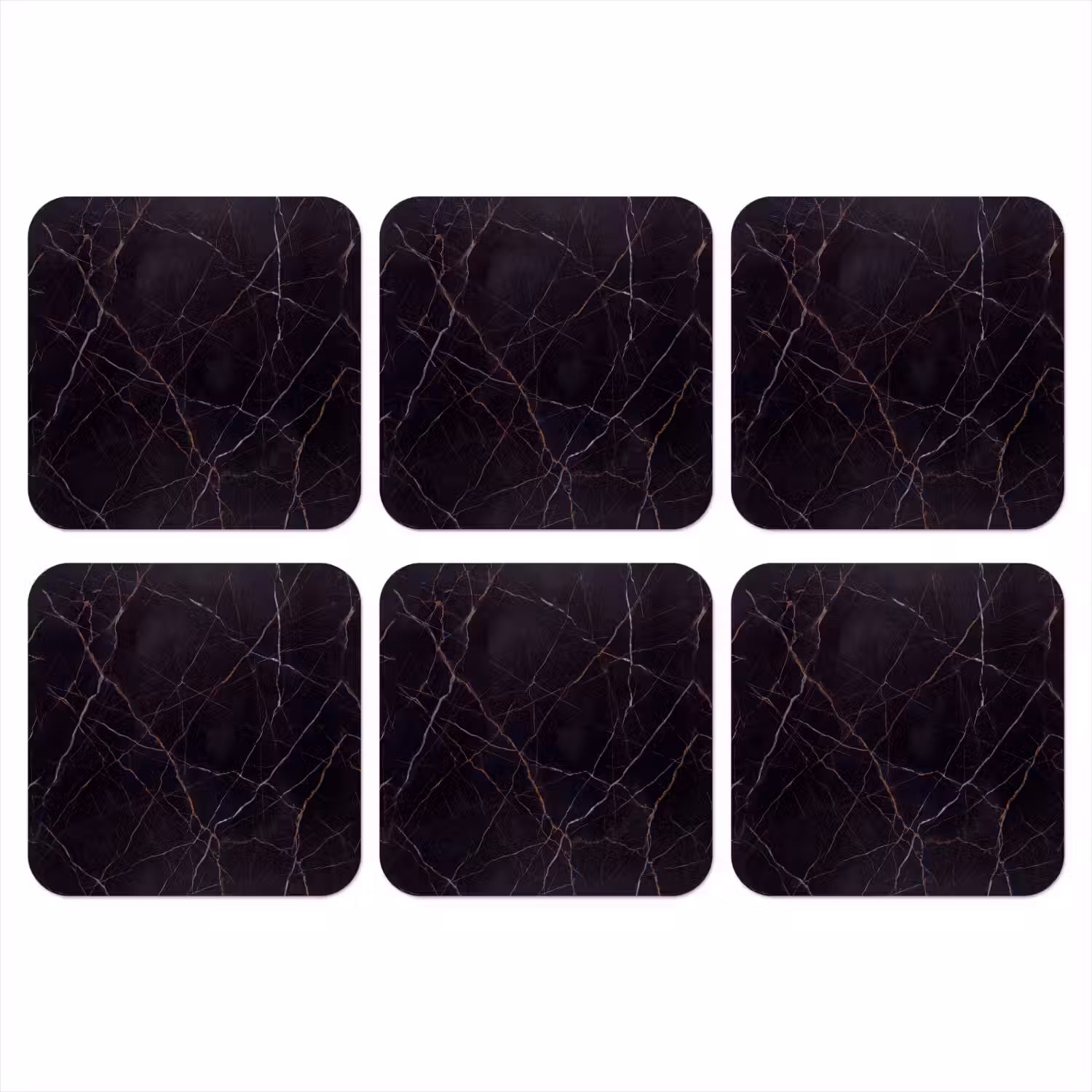 Natuursteen - Marmerpatroon - Abstract - Modern - Zwart - Goud onderzetter kurk middel -3d